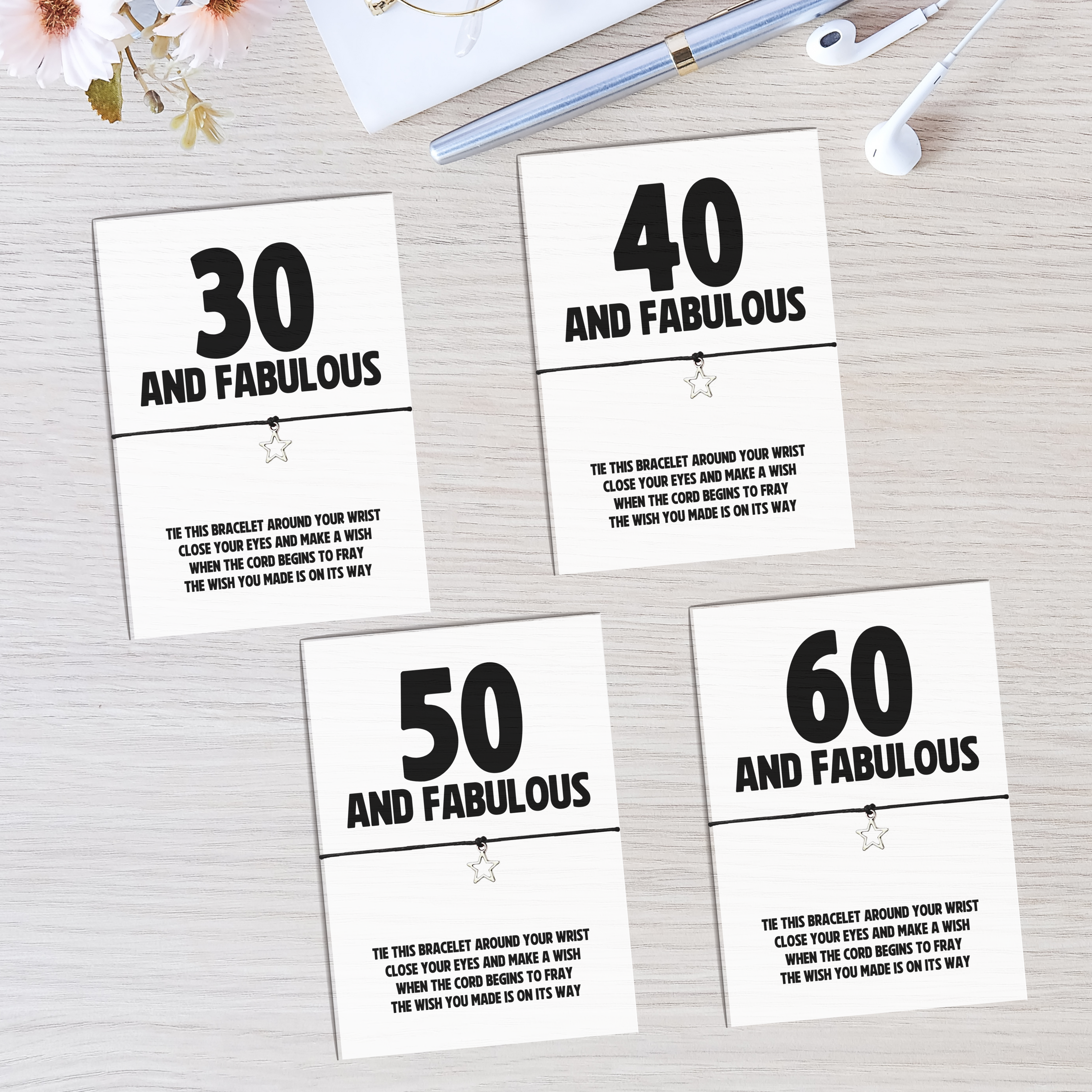 10 x '30, 40, 50, 60' and Fabulous' Wish Bracelets - A6