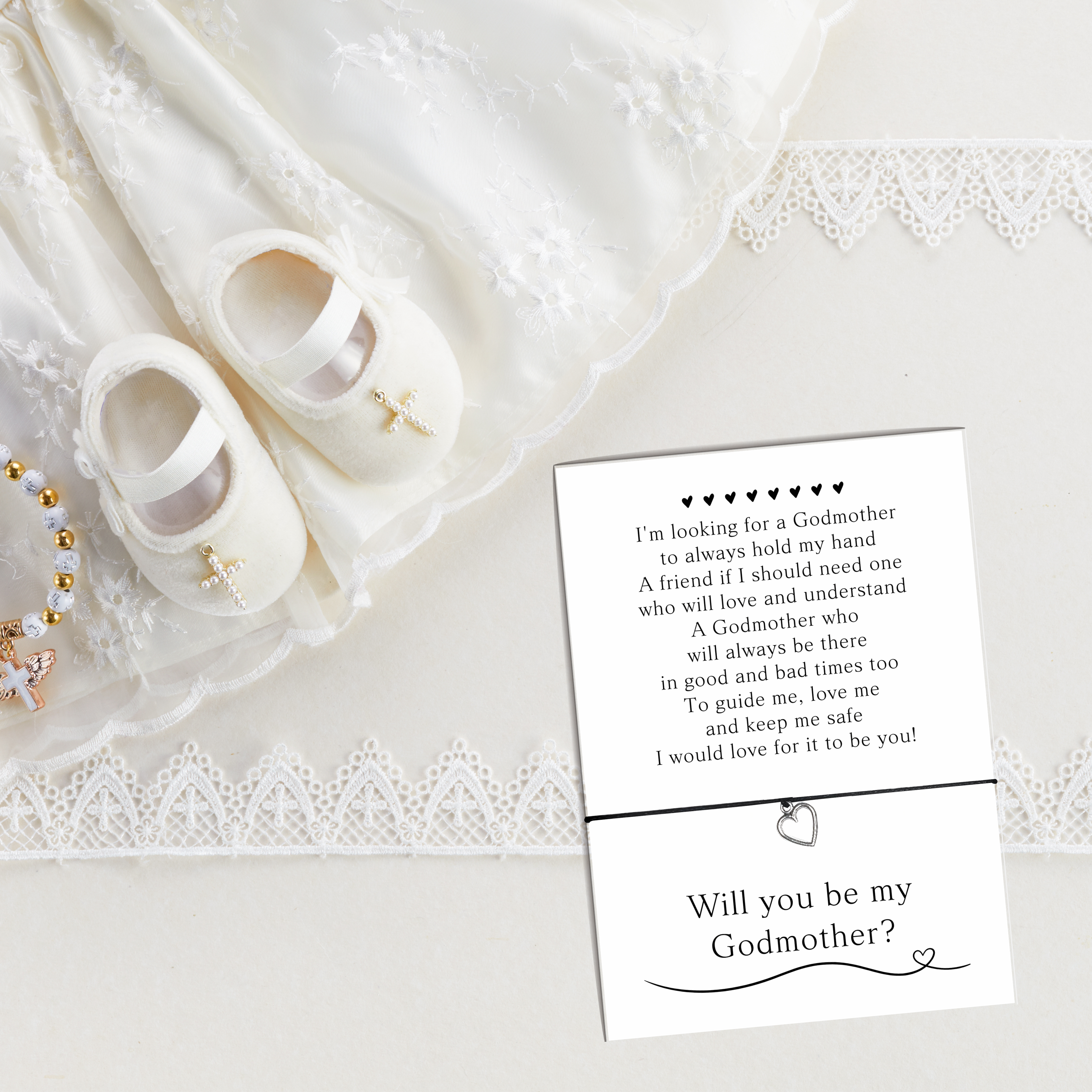 10 x 'Will you be my Godmother/Godfather' Wish Bracelets - A6