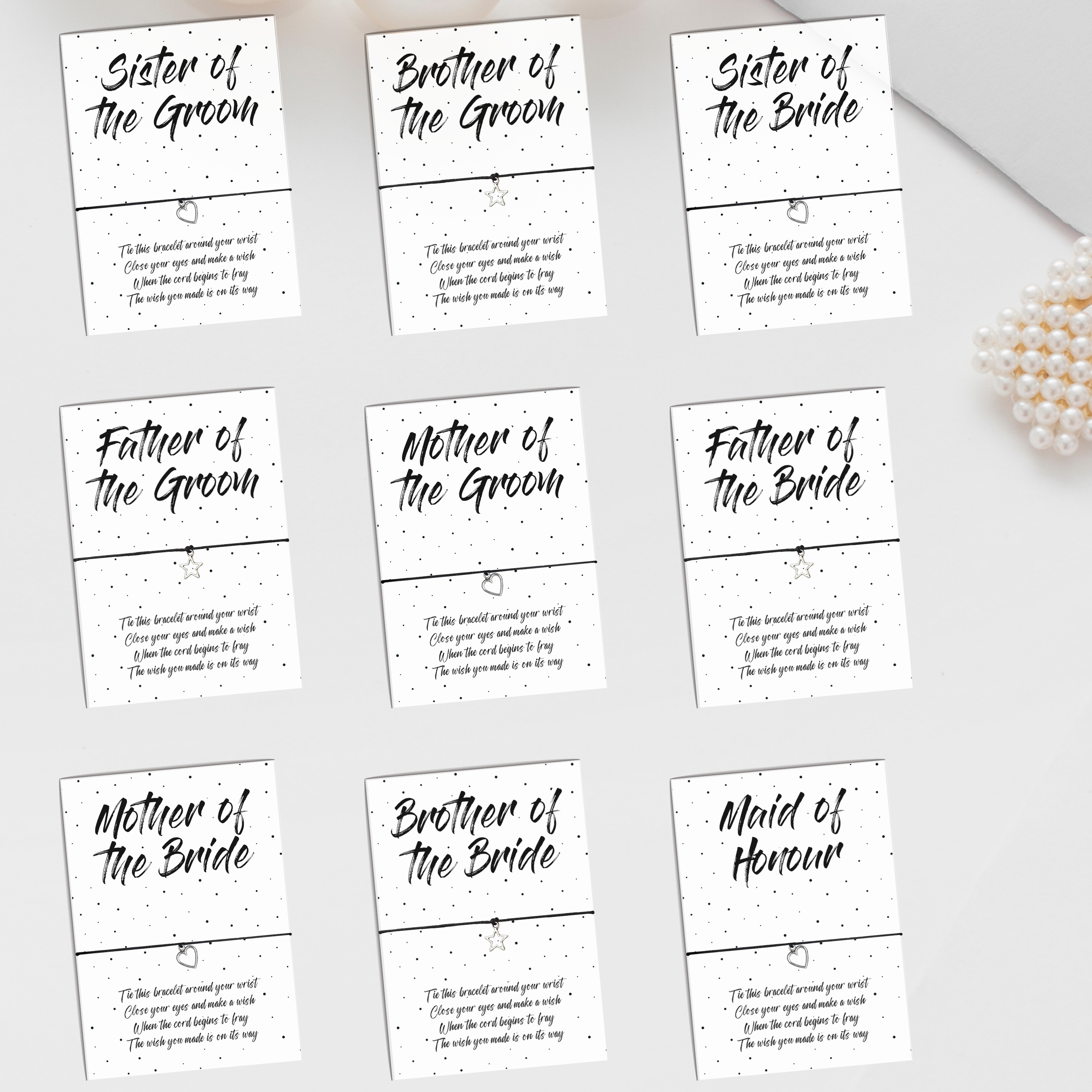 10 x 'Of the Bride/Groom' Wish Bracelets - A6