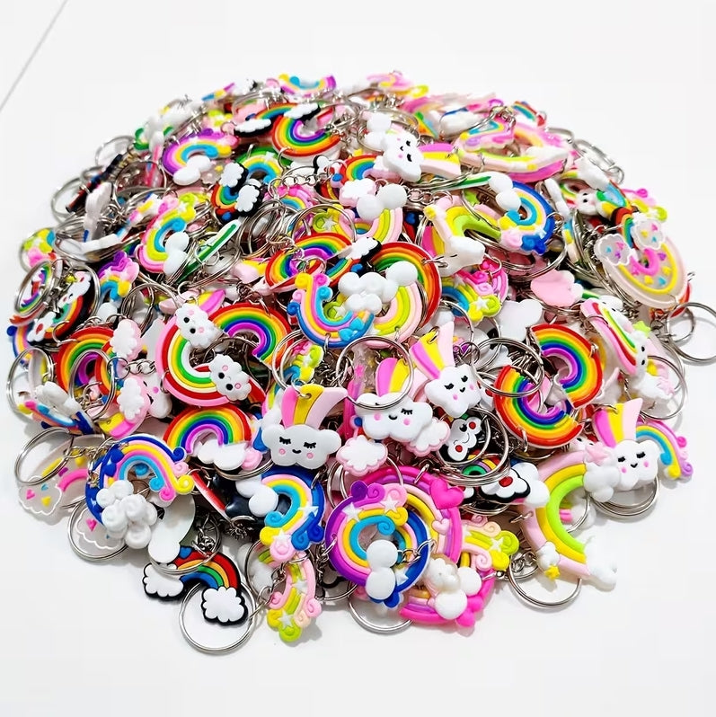 140 x Rainbow Keyrings