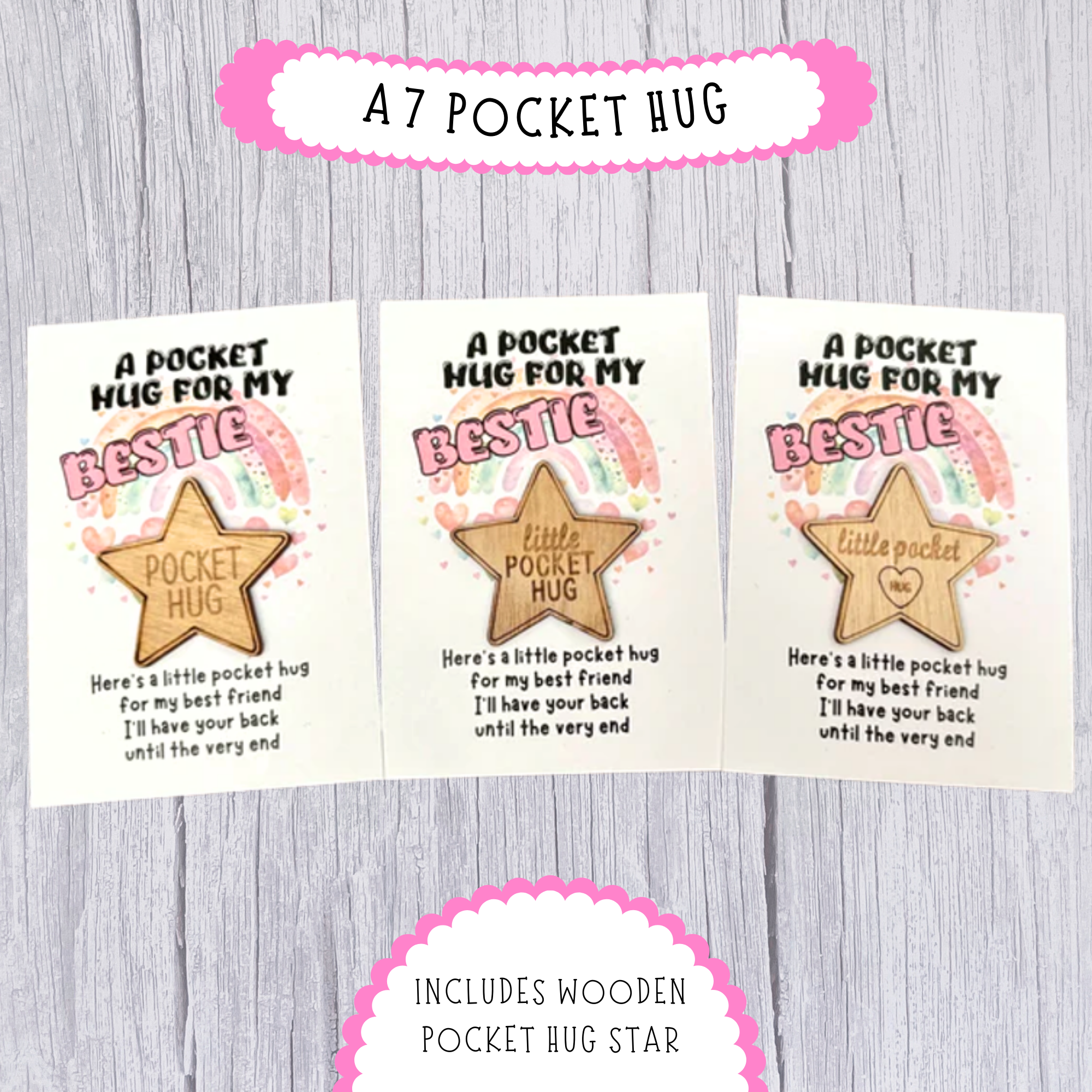 10 x 'Bestie' Pocket Hugs - A7