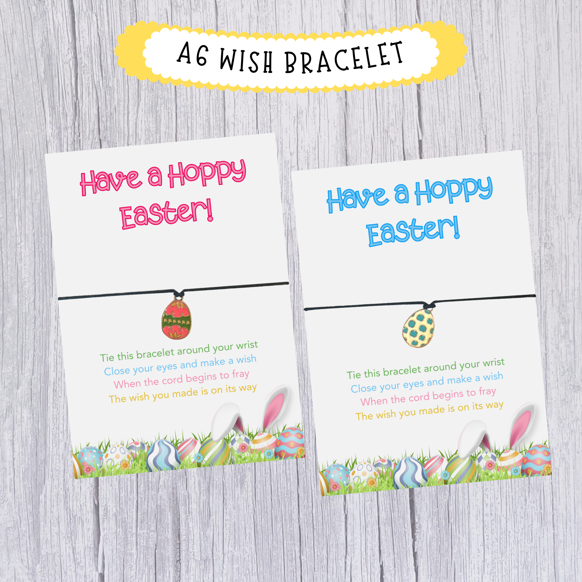 10 x 'Have a Hoppy Easter' Wish Bracelets - A6