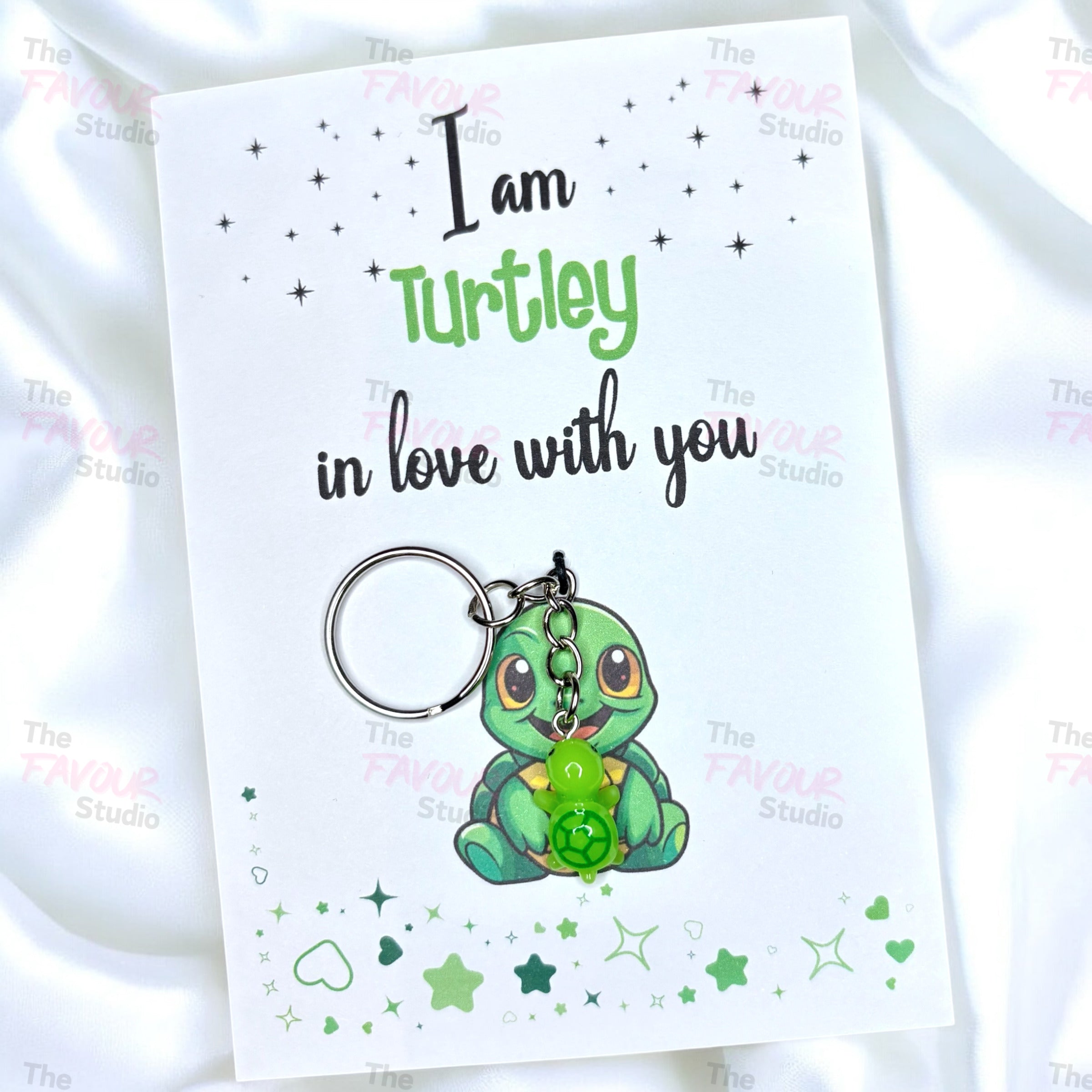 10 x Turtley Love You - Turtle Keyrings - A6