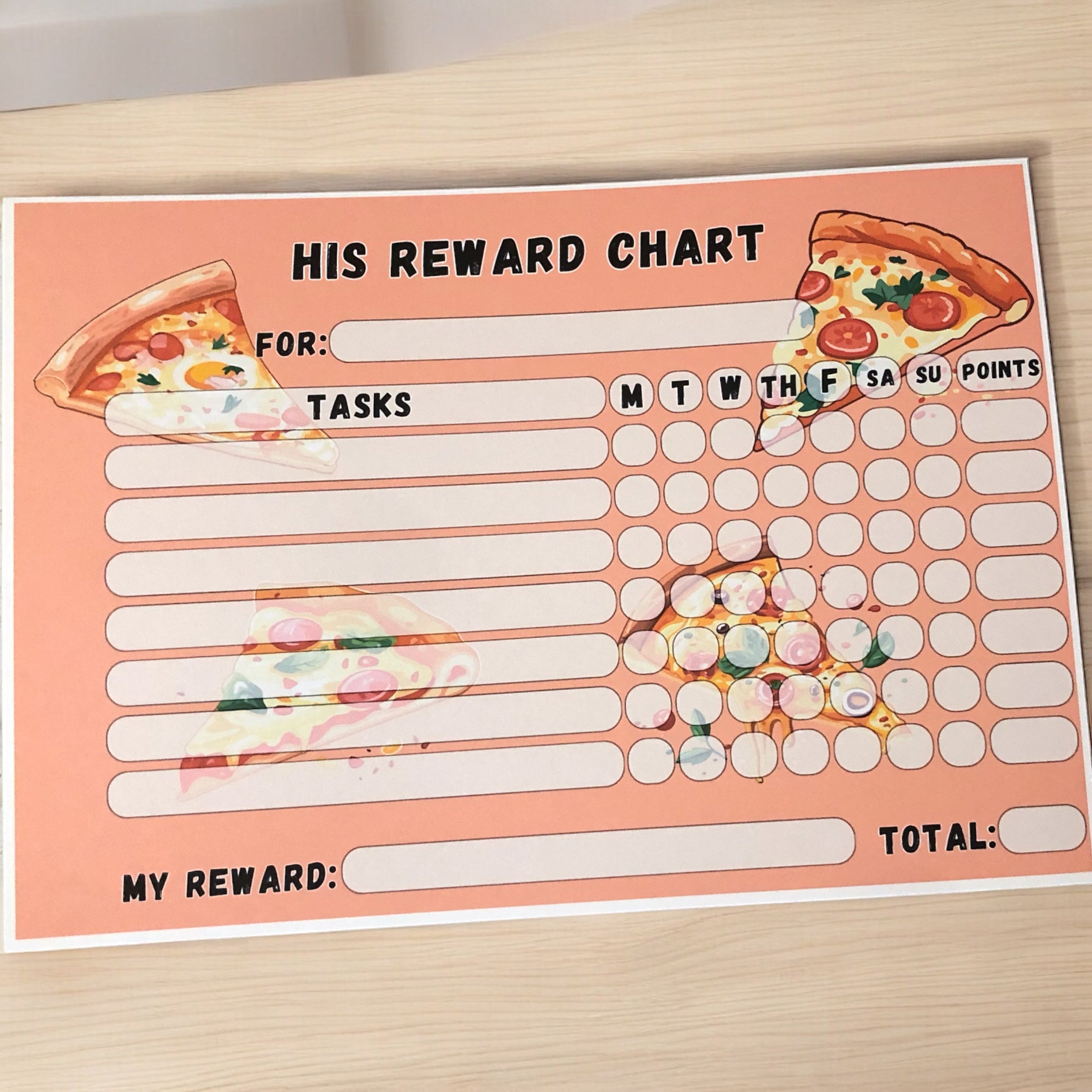 10 x A4 'His/Her Reward Chart' Laminated