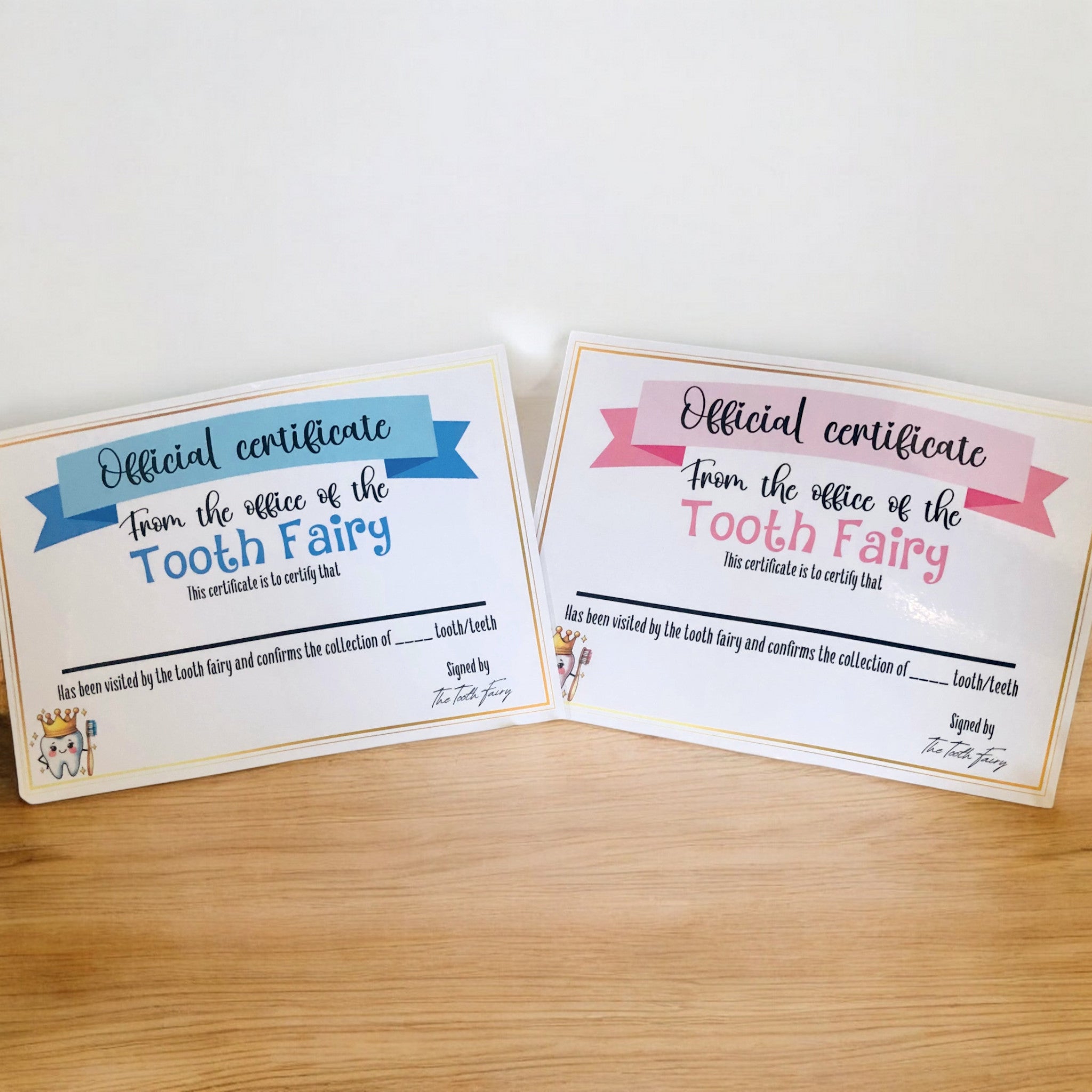 10 x A4 Tooth Fairy Certificates