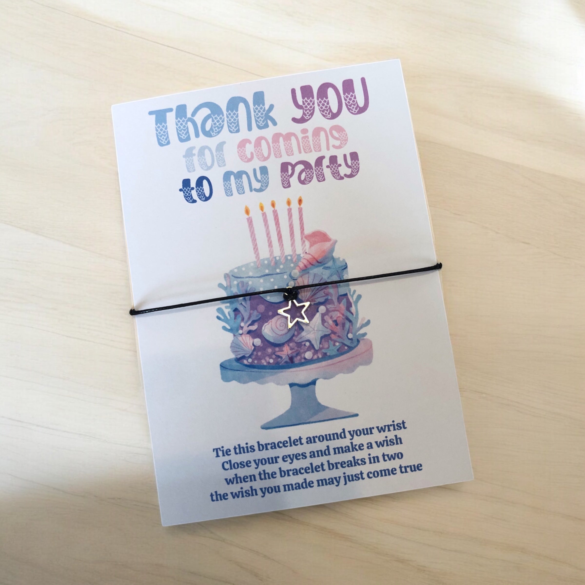 10 x Mermaid 'Thank you for coming to my party' Bracelets