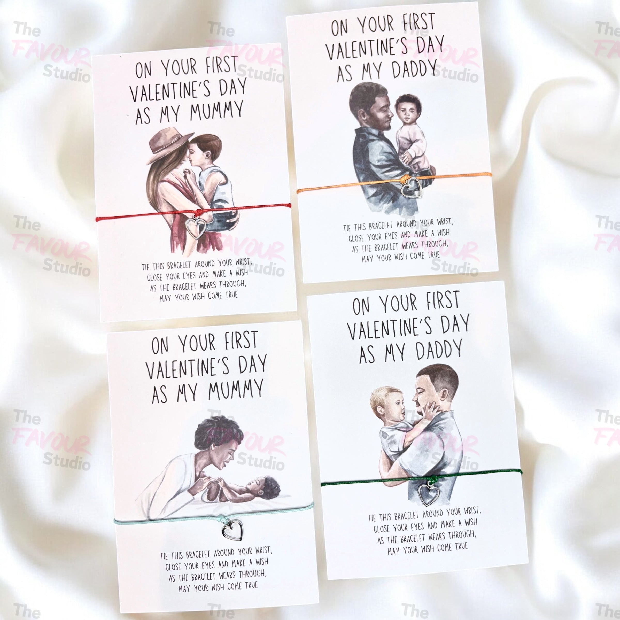 10 x 'First Valentine's Day as Mummy/Daddy' Wish Bracelets - A6