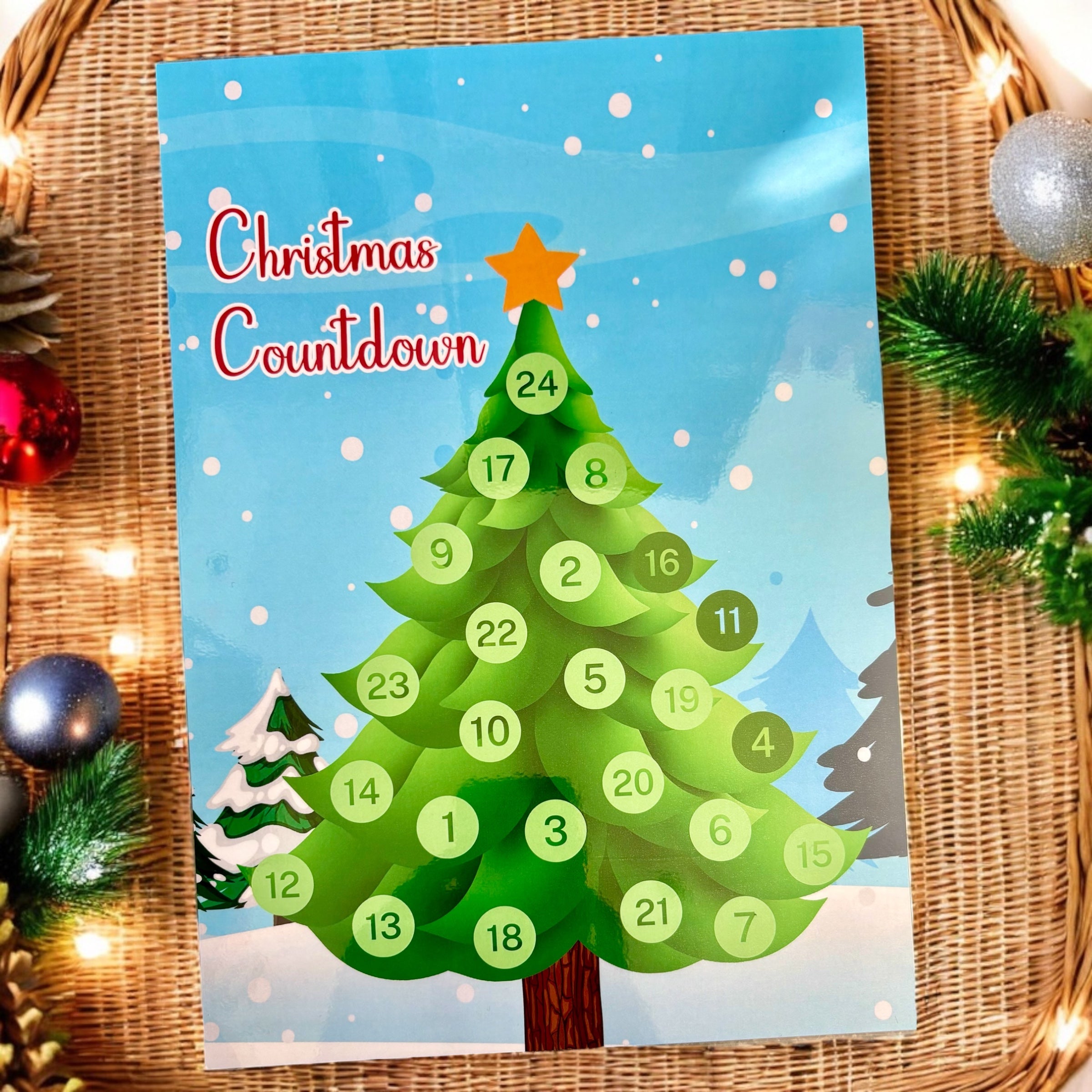 10 x Christmas Tree Countdown Laminate - A4