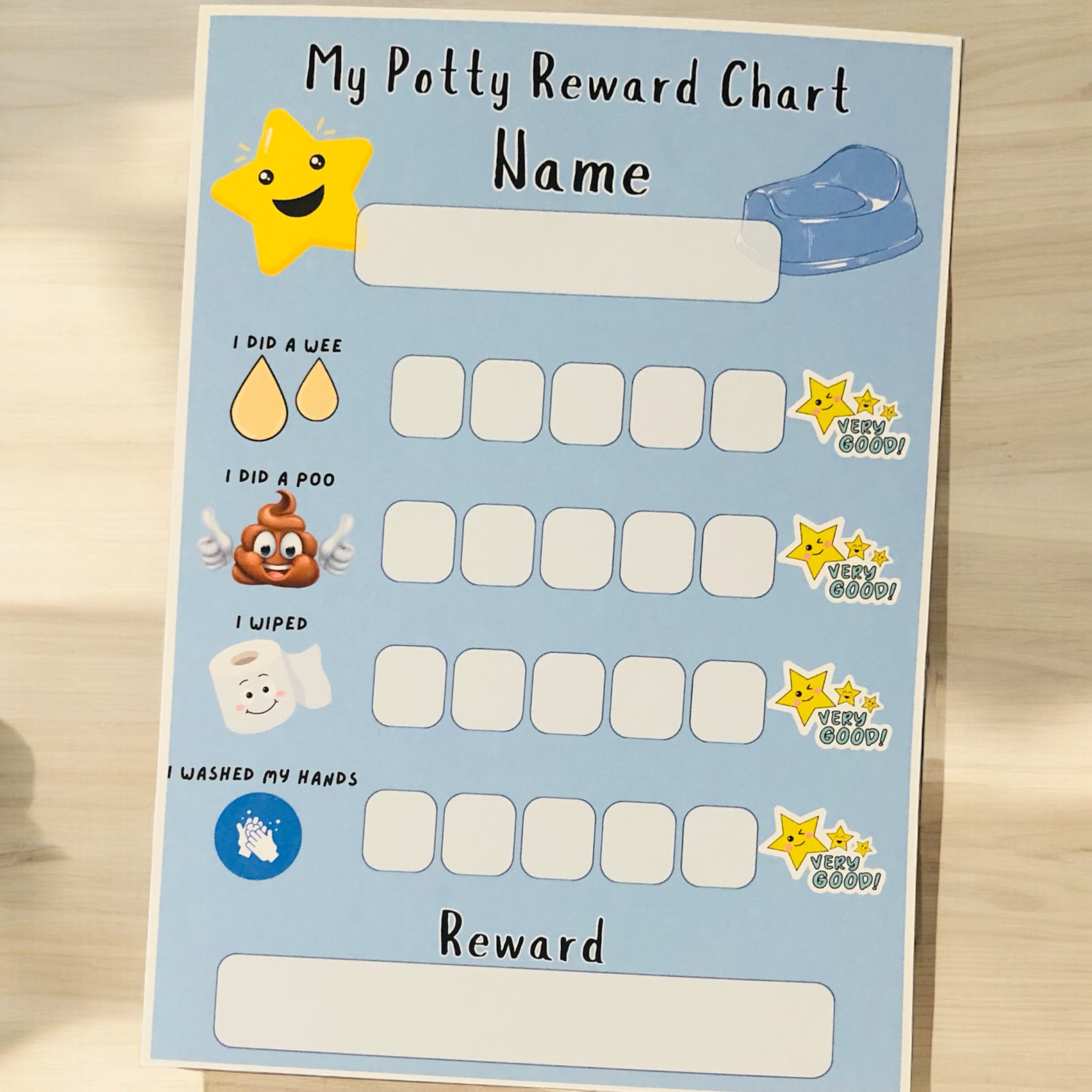 10 x A4 'My Potty Reward Chart' Laminated