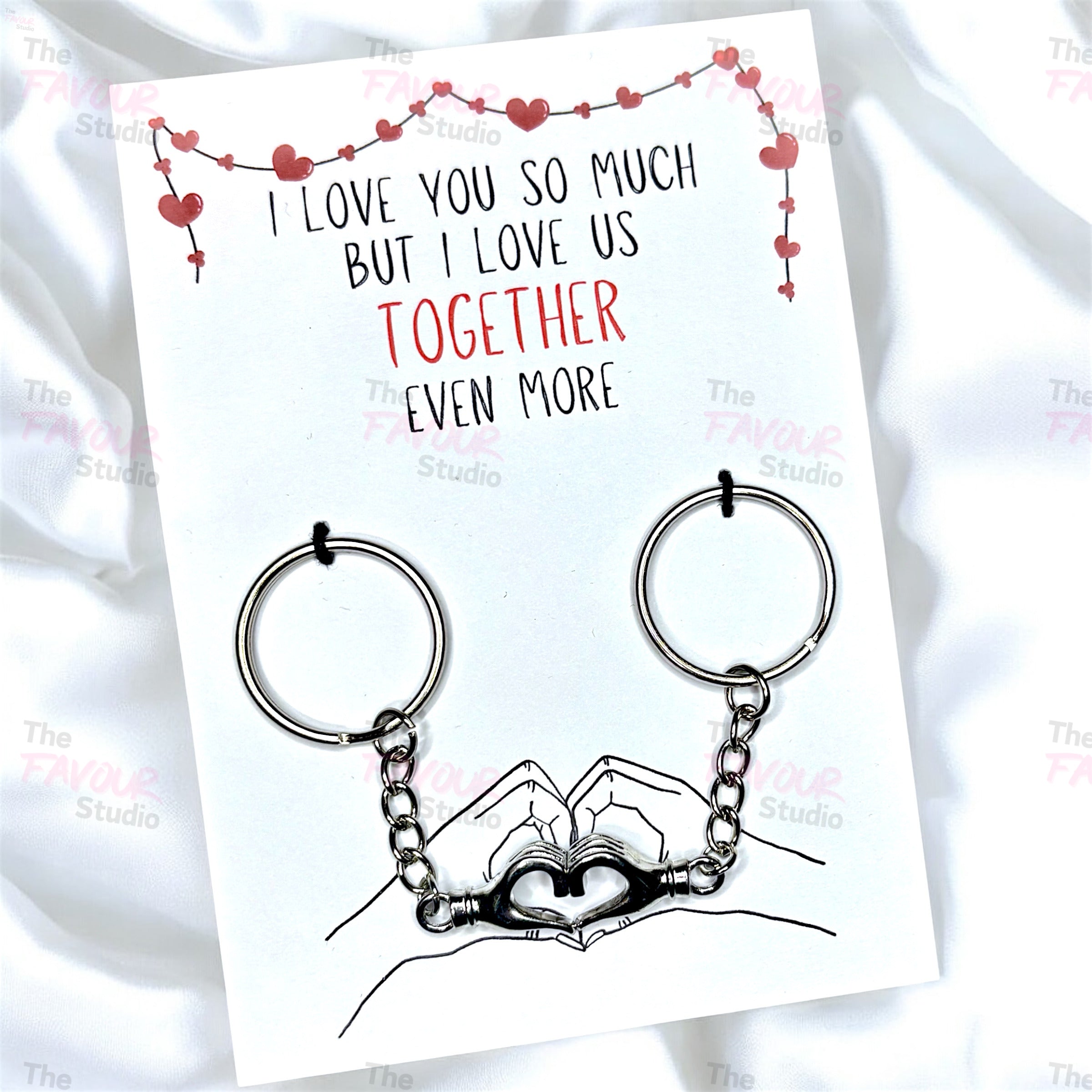 5 x 'Love us together' Magnetic Hand Keyrings