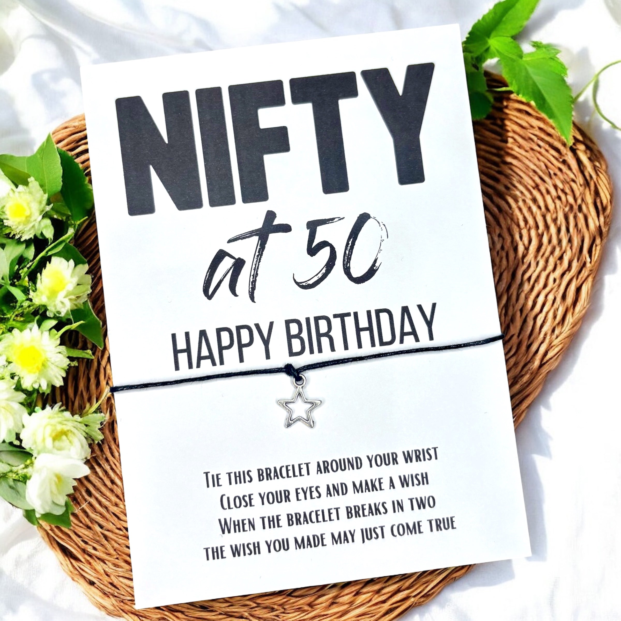 10 x 'Nifty at Fifty' Birthday Bracelets A6