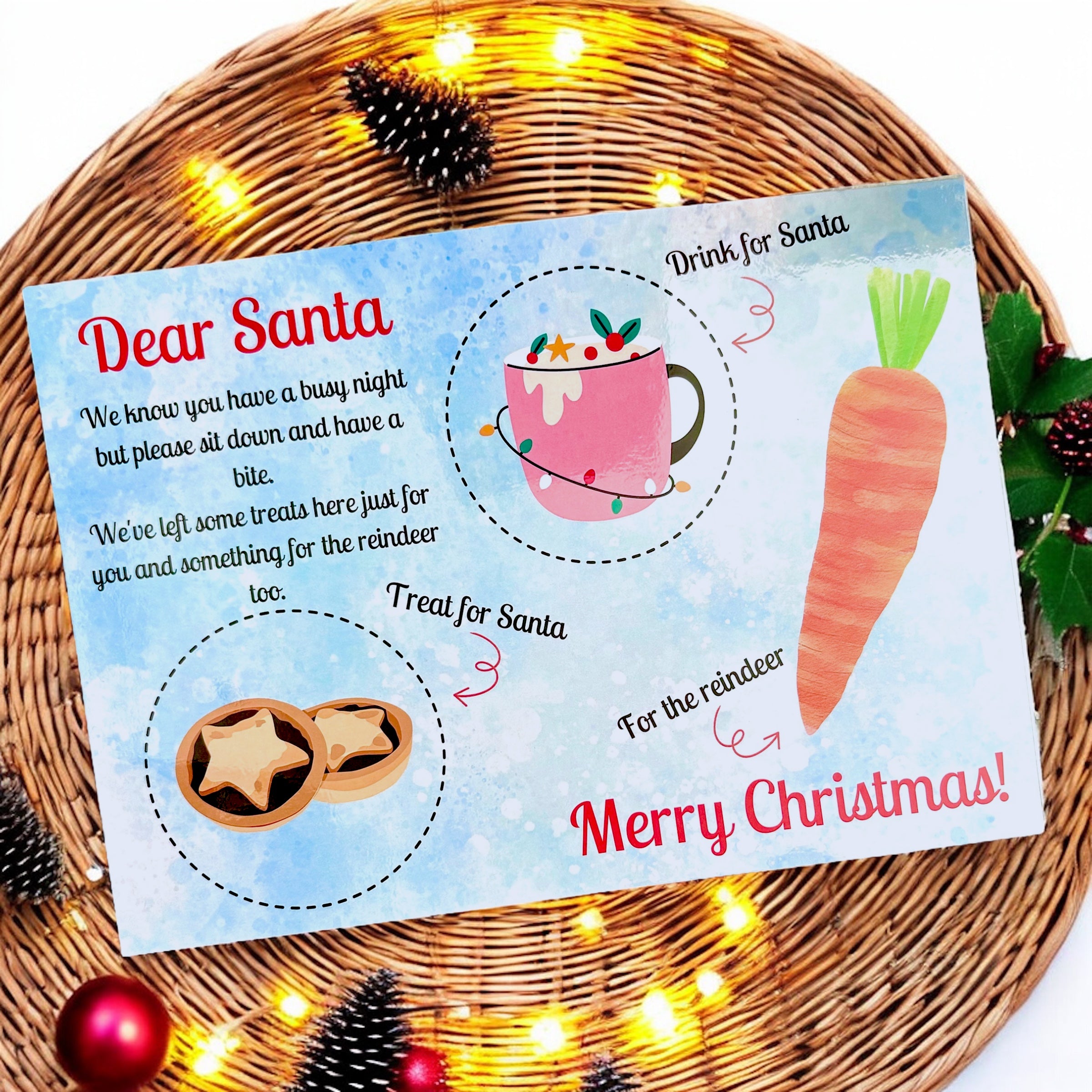 10 x Dear Santa Christmas Eve Snack Laminates - A4
