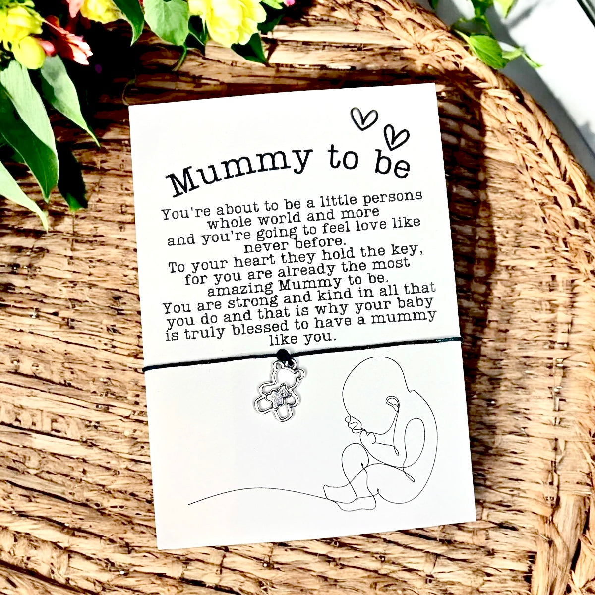10 x Mummy To Be - Bracelet - Mummy Baby Bear Charm - A6