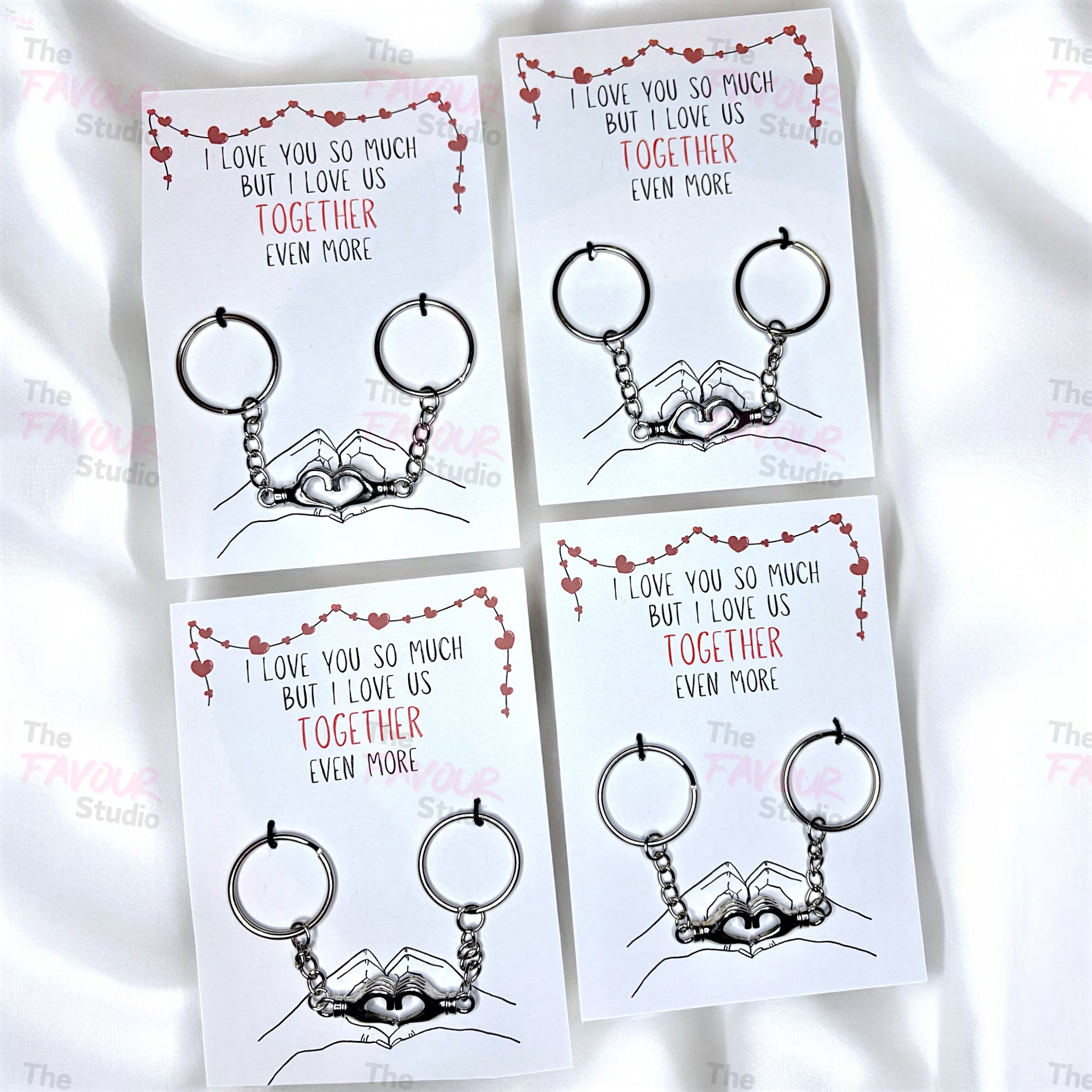 5 x 'Love us together' Magnetic Hand Keyrings