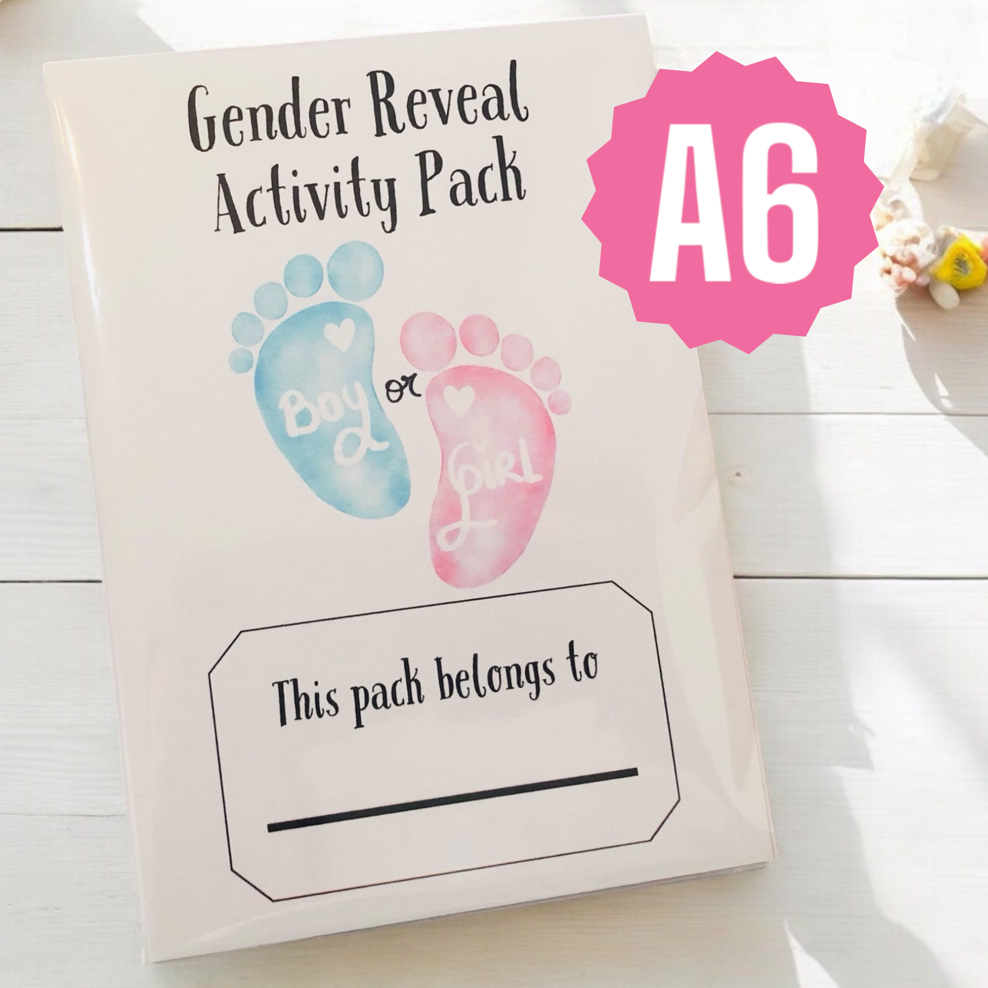 10 x A6 Gender Reveal Activity Packs