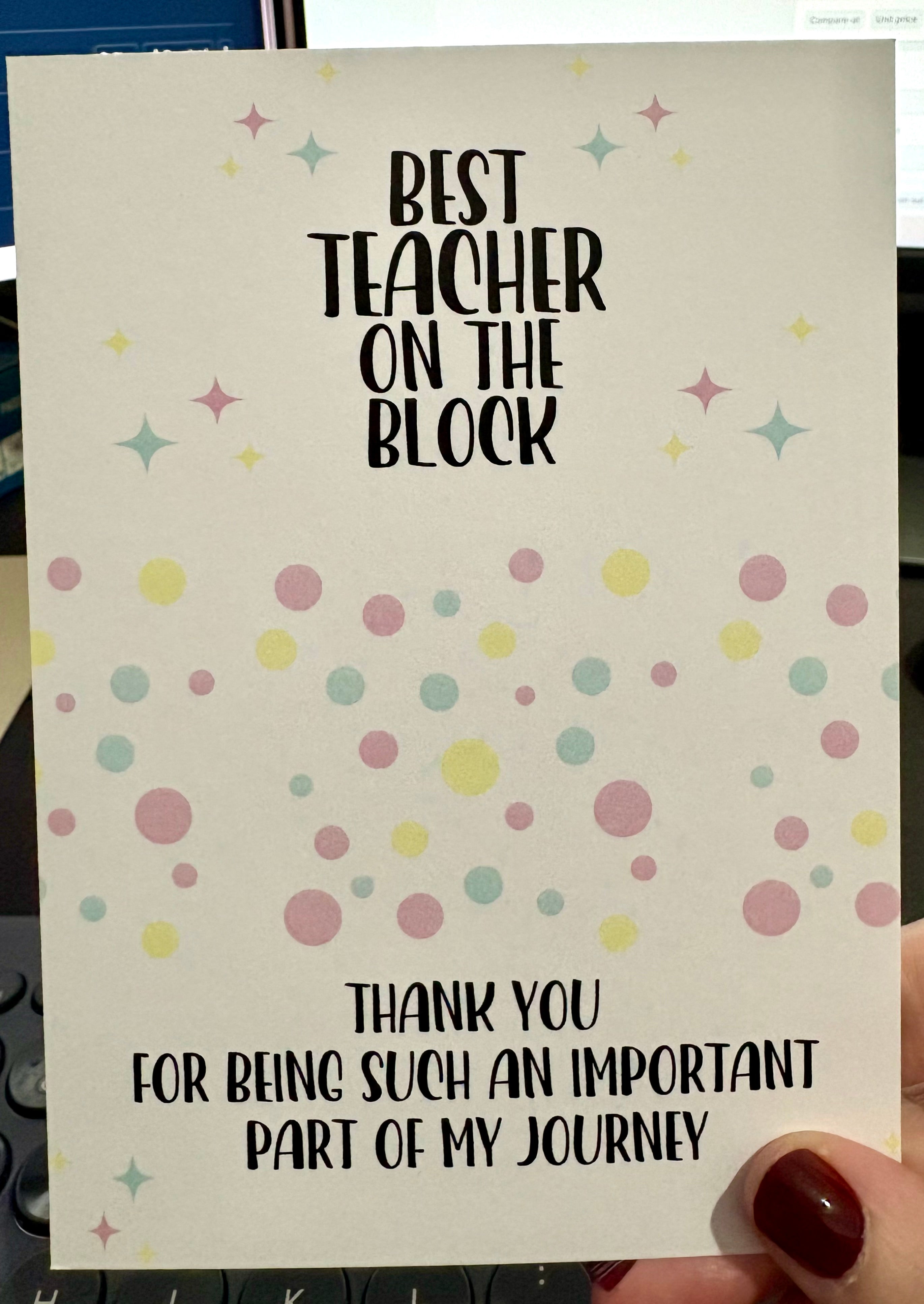 A6 Best Teacher On The Block - BACKING CARD ONLY