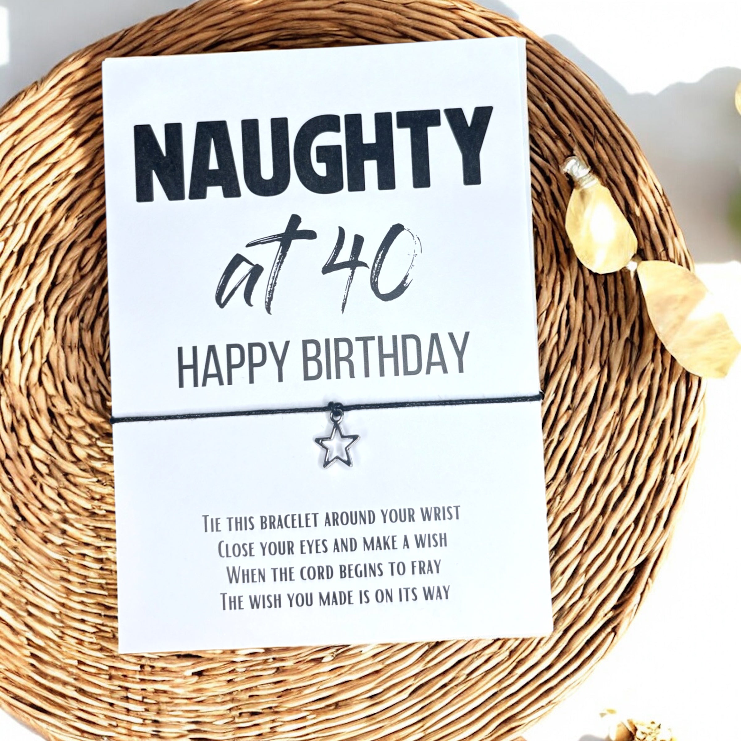 10 x 30, 40, 50, 60 Birthday Saying - Bracelets - Star Charm - A6