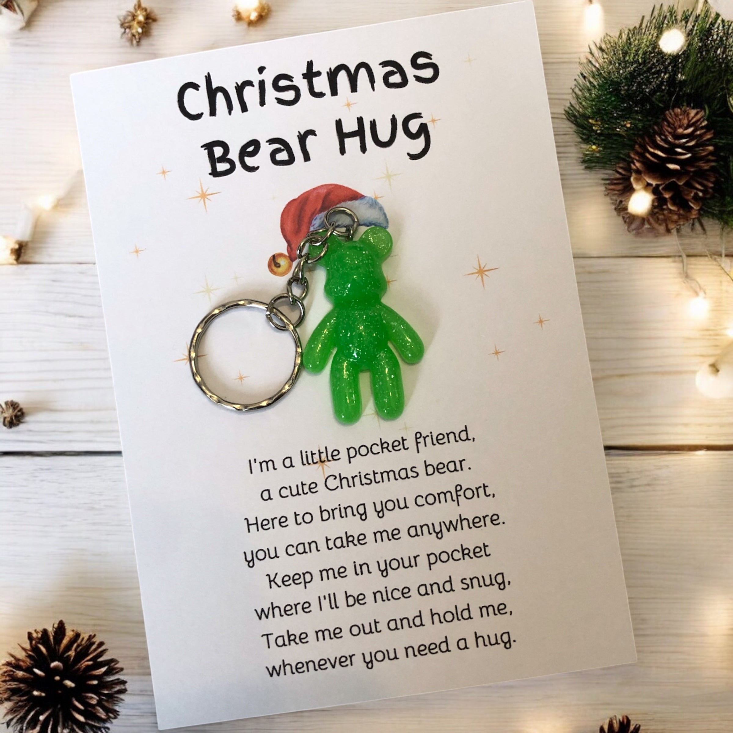 10 x Christmas Bear Hug Keyrings