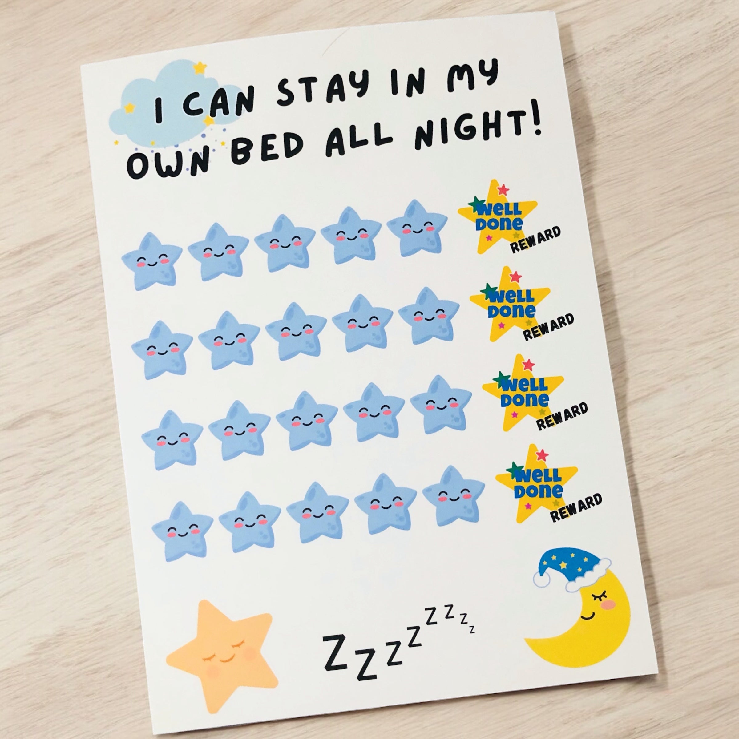 10 x A4 'I can stay in my own bed' Charts Laminated