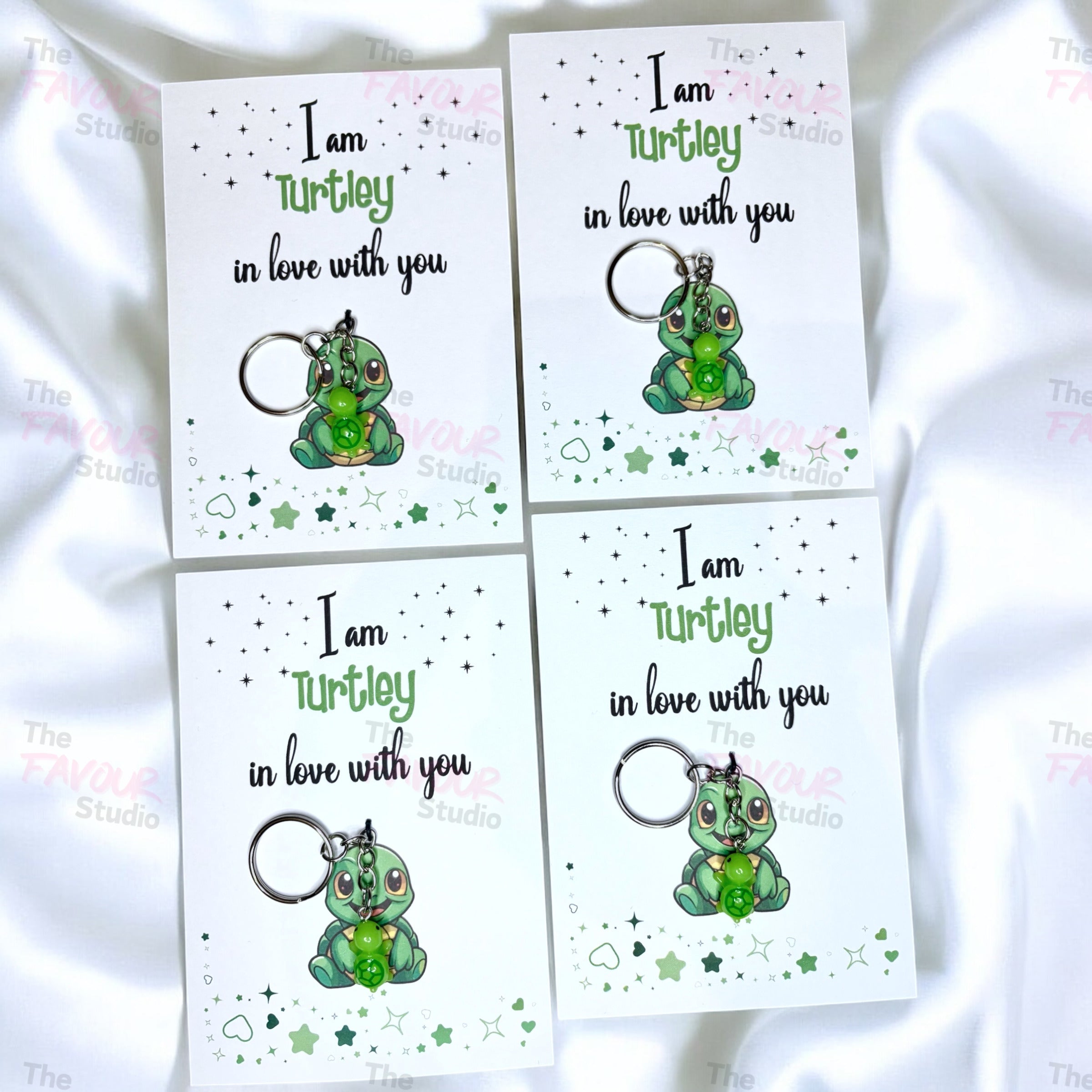 10 x Turtley Love You - Turtle Keyrings - A6