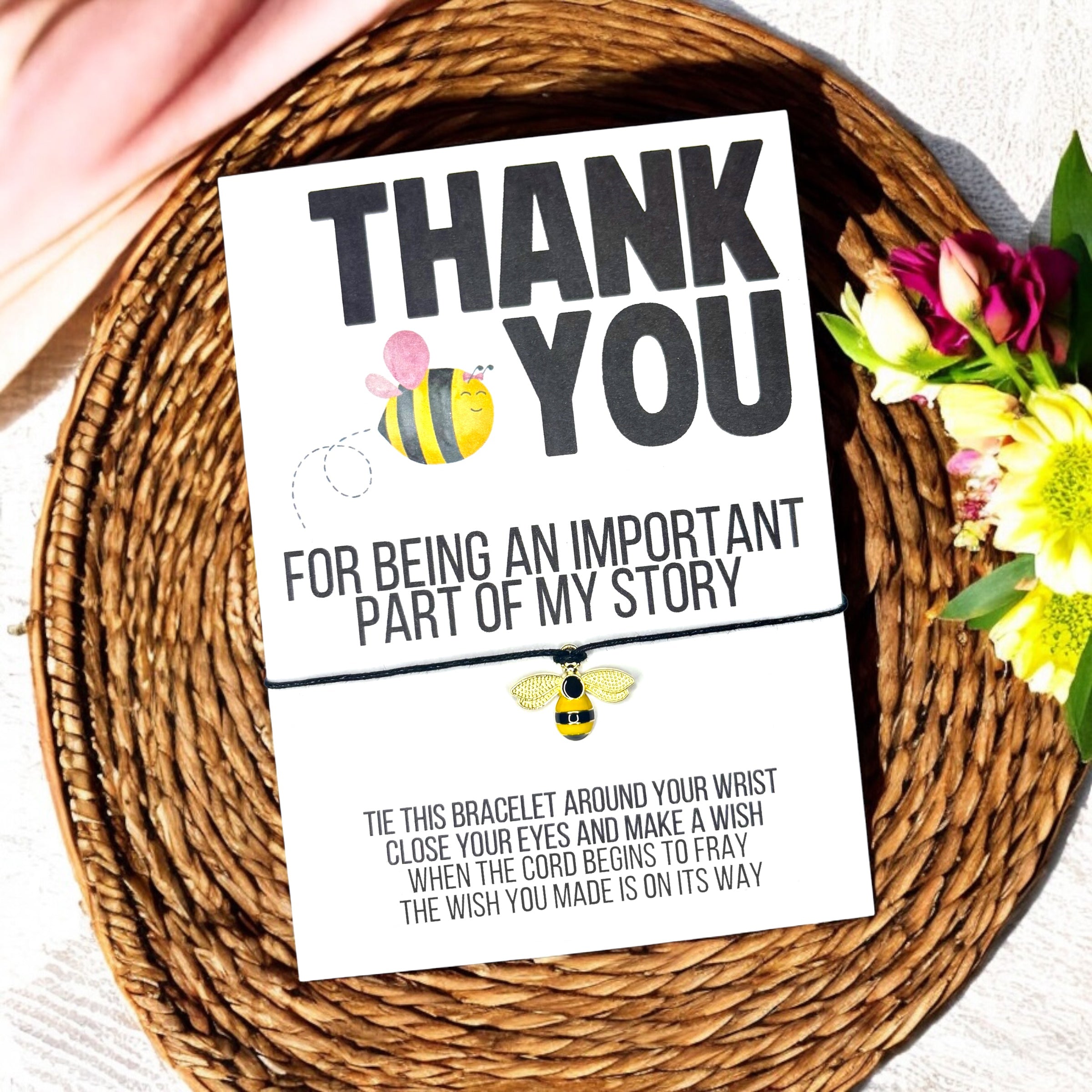10 x 'Thank You' - Part Of My Story - Bracelets - Bee Charm - A6