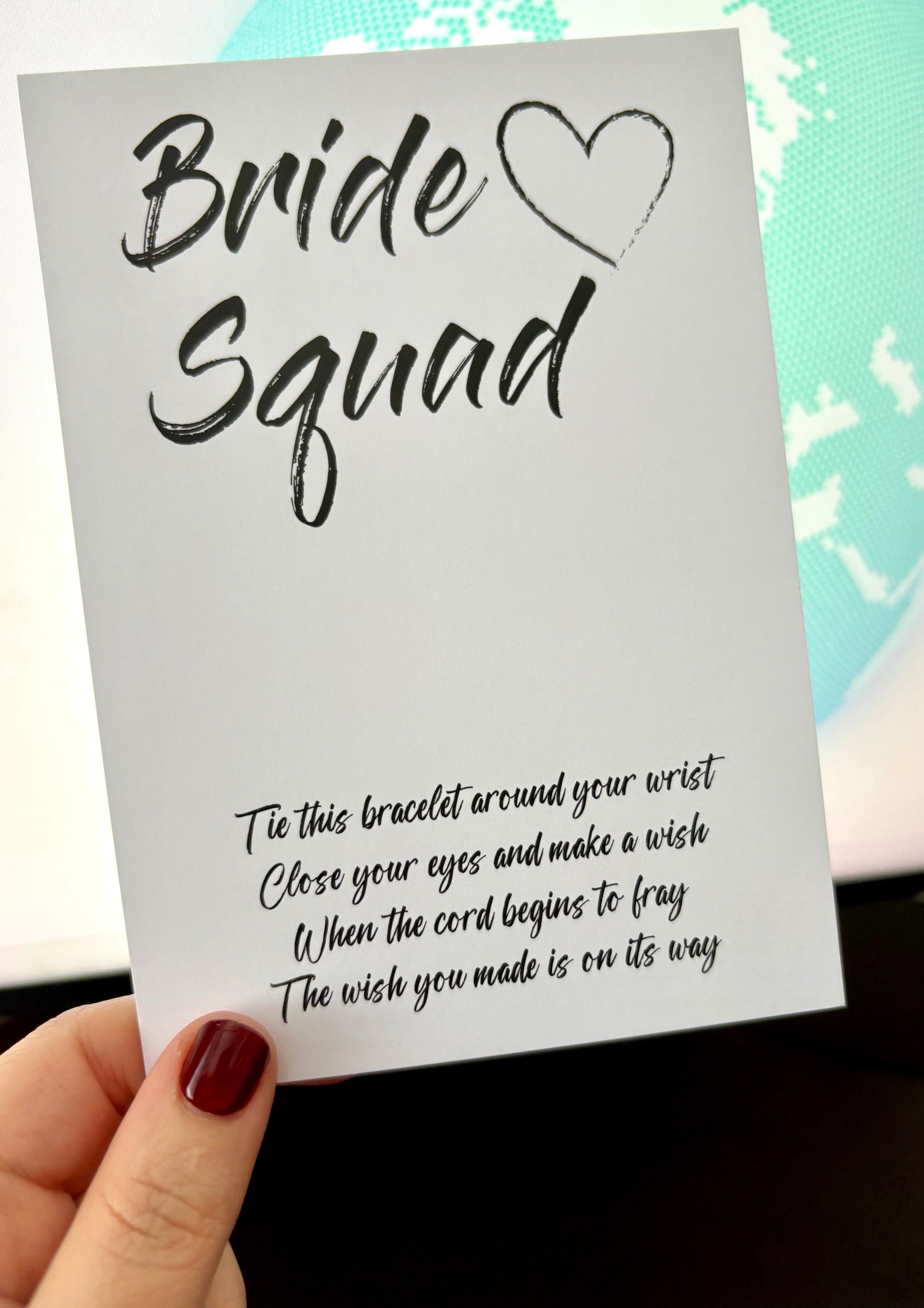 10 x A6 Bride Squad - BACKING CARD ONLY