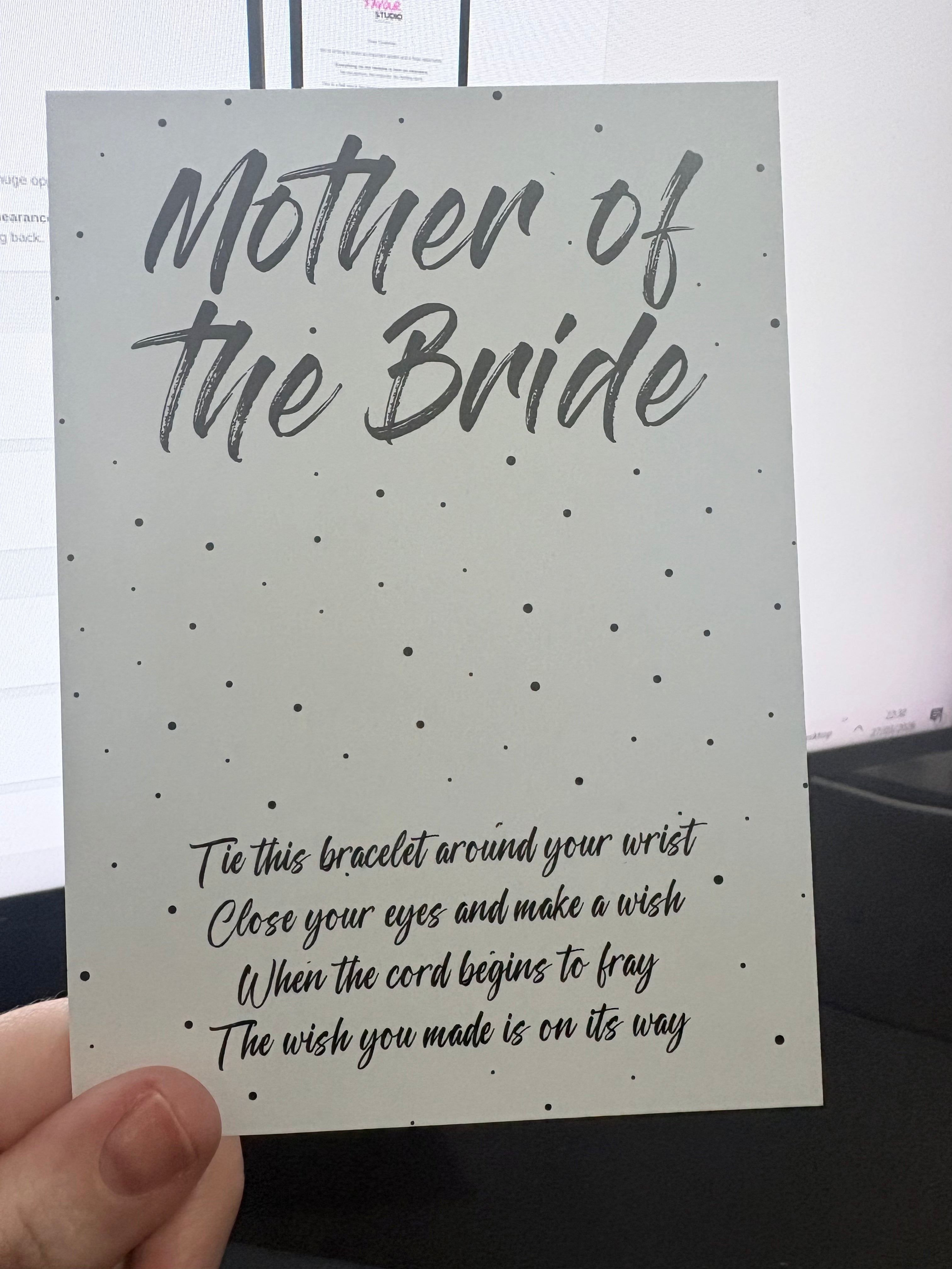 A6 Mother of the bride - BACKING CARD ONLY