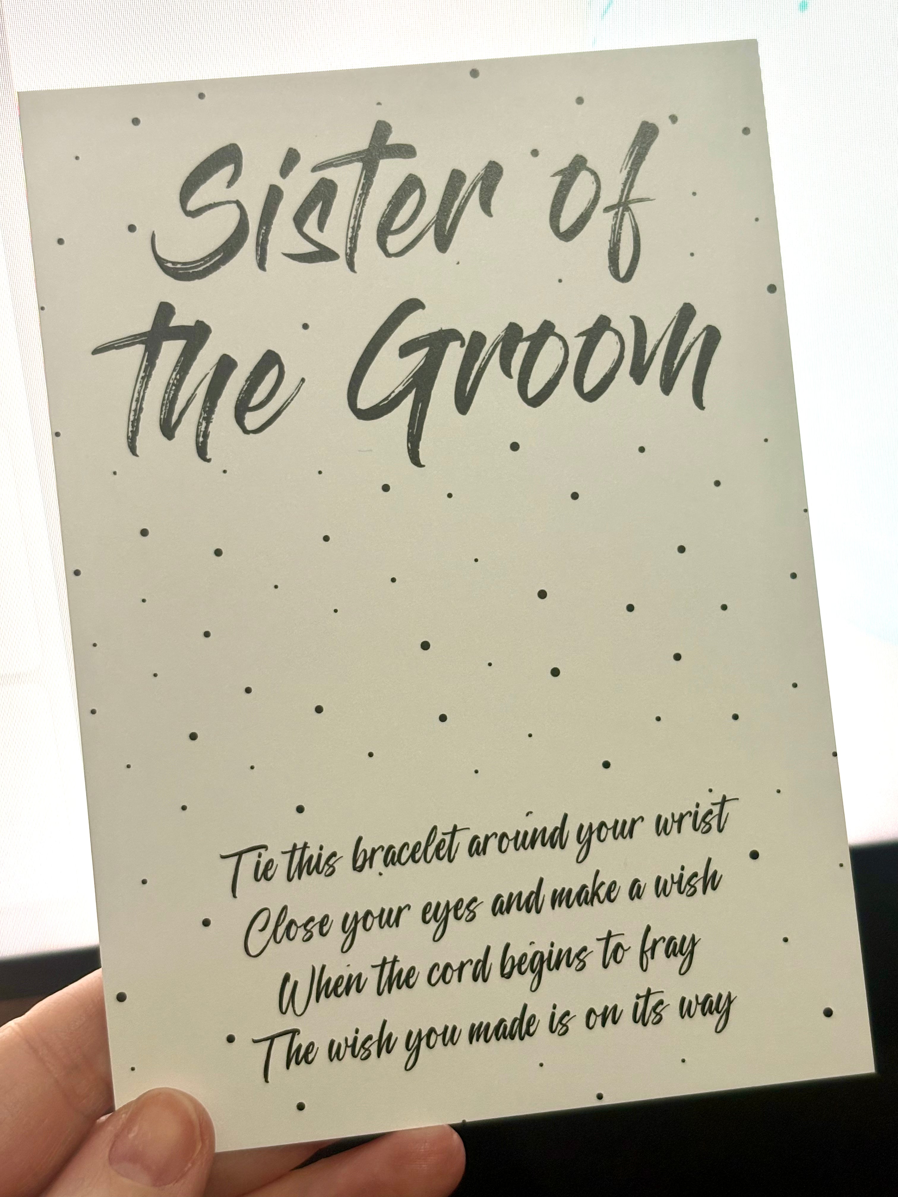 A6 Sister of the groom - BACKING CARD ONLY