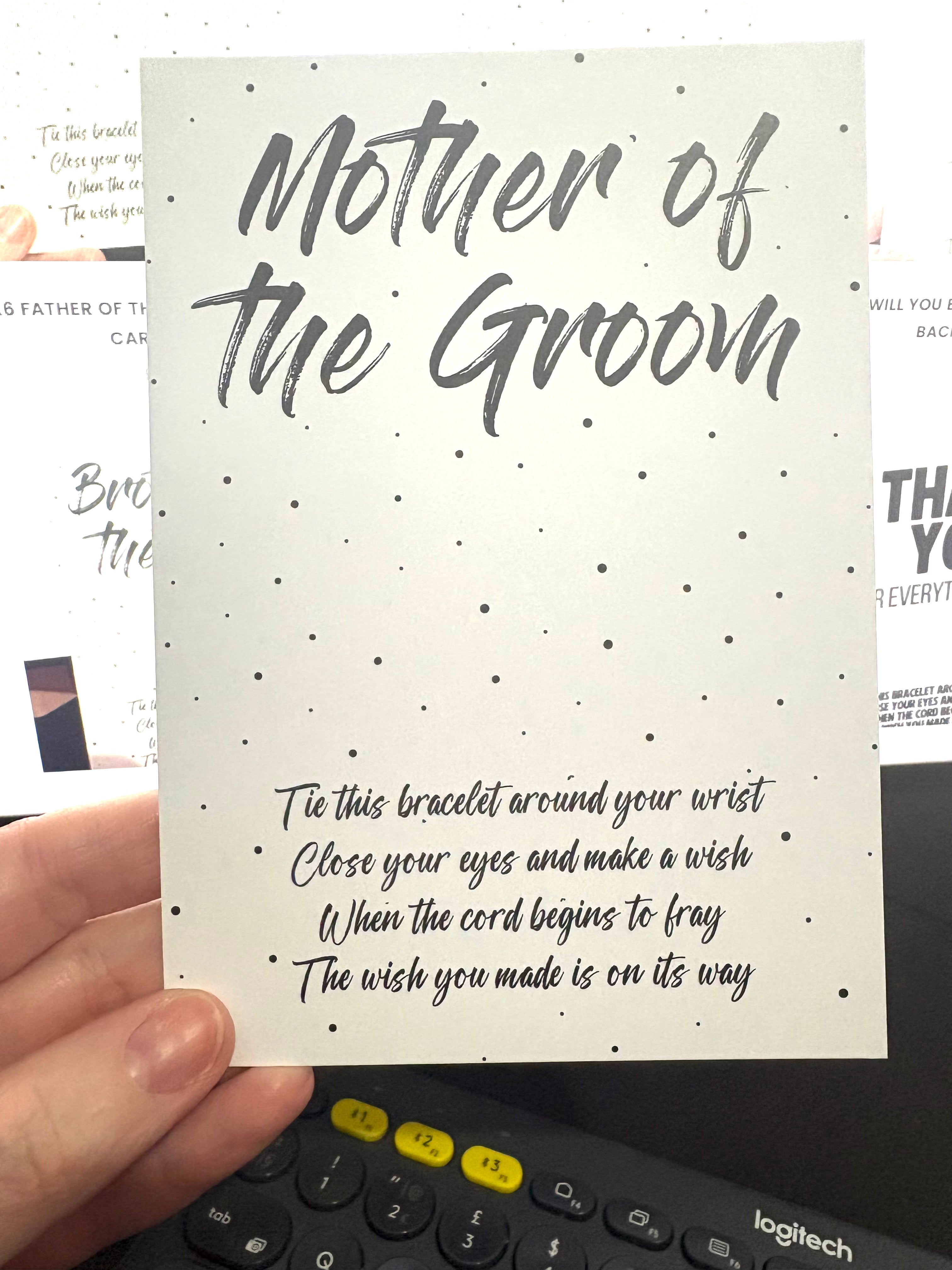 A6 Mother of the groom - BACKING CARD ONLY