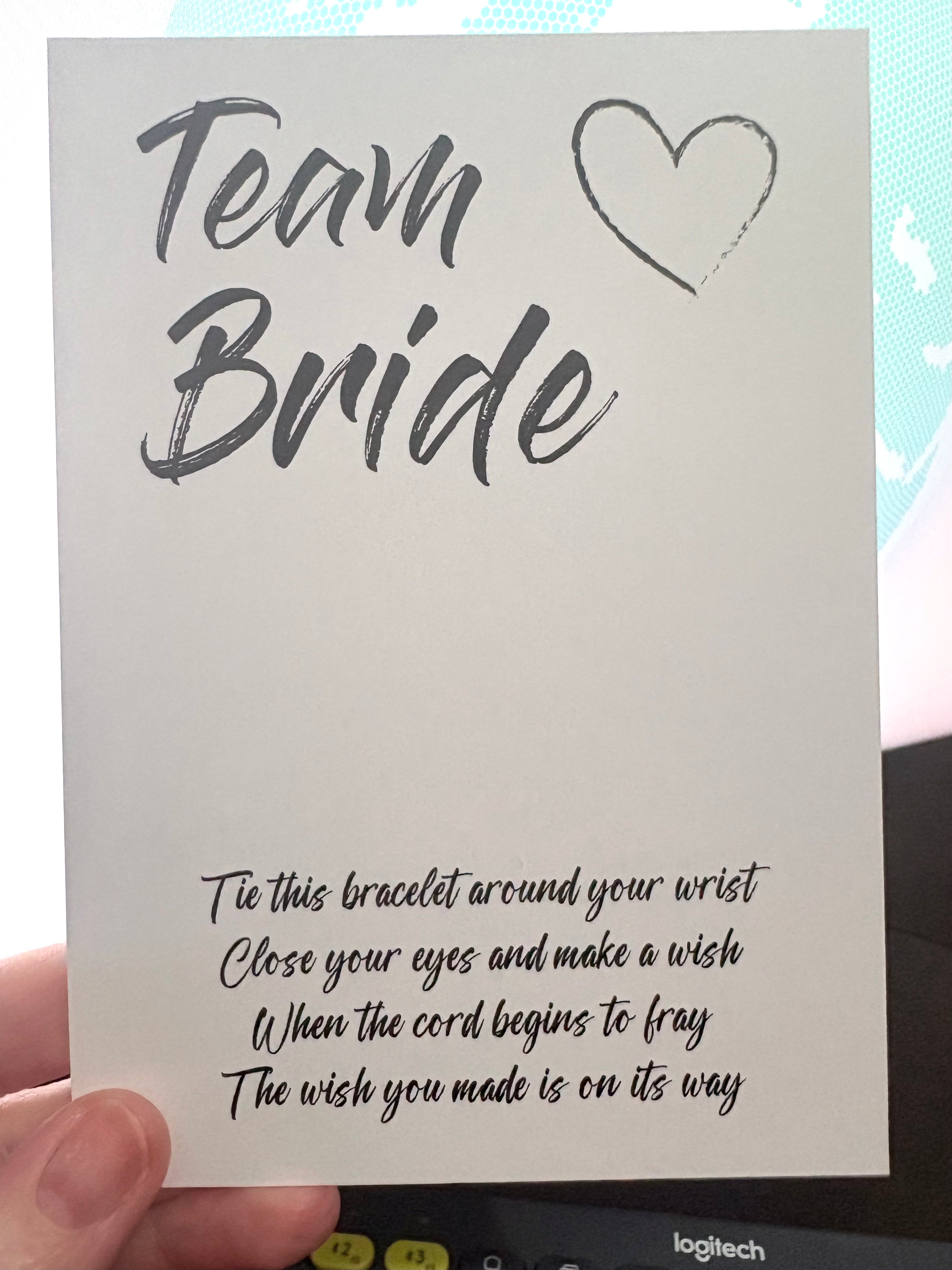 A6 Team Bride - BACKING CARD ONLY