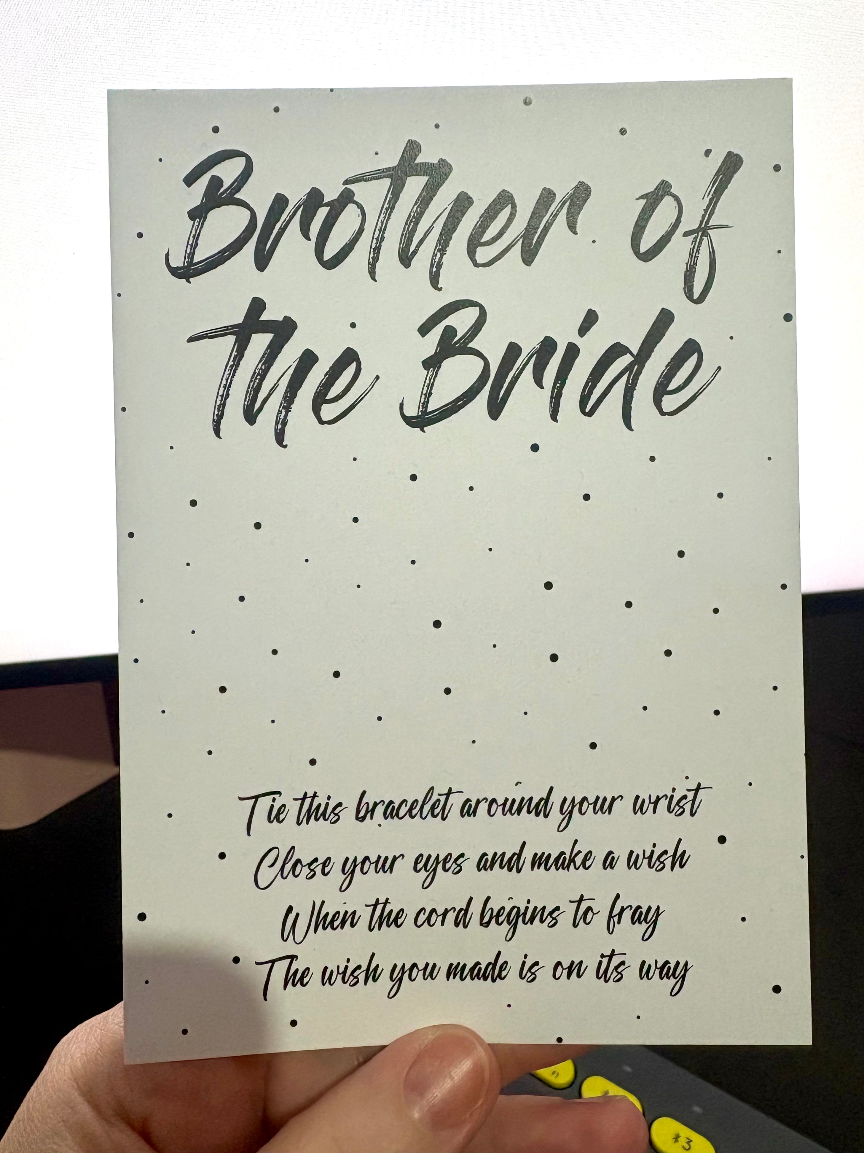 A6 Brother of the bride - BACKING CARD ONLY
