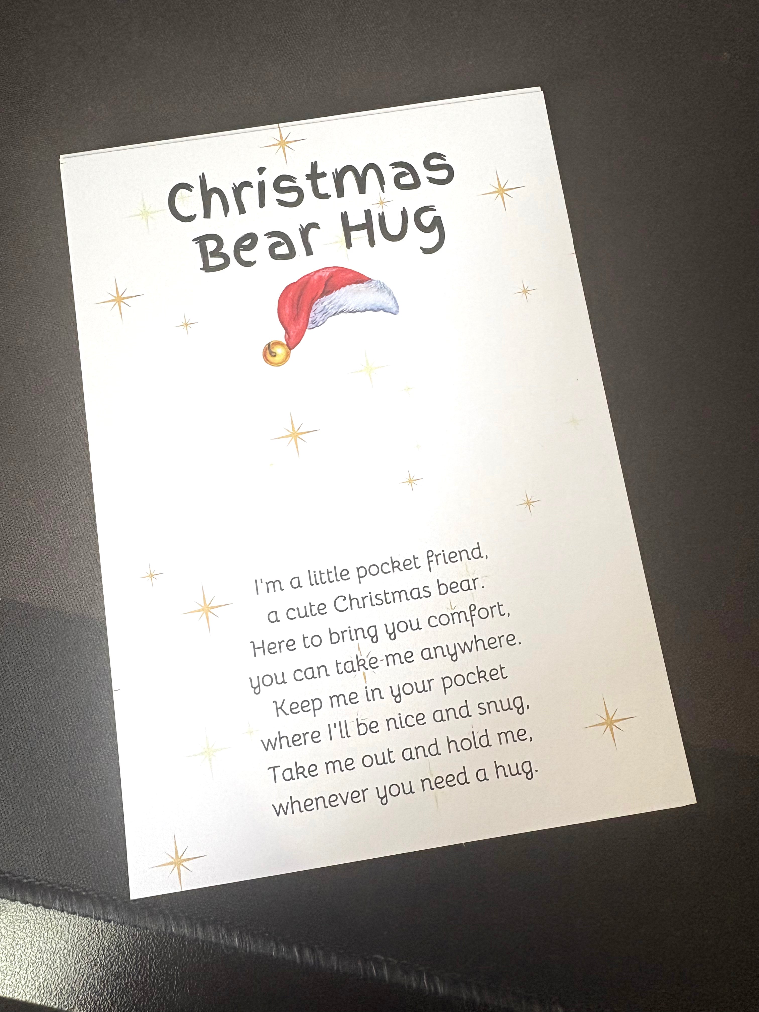 24 x A6 Christmas Bear Hug - BACKING CARD ONLY