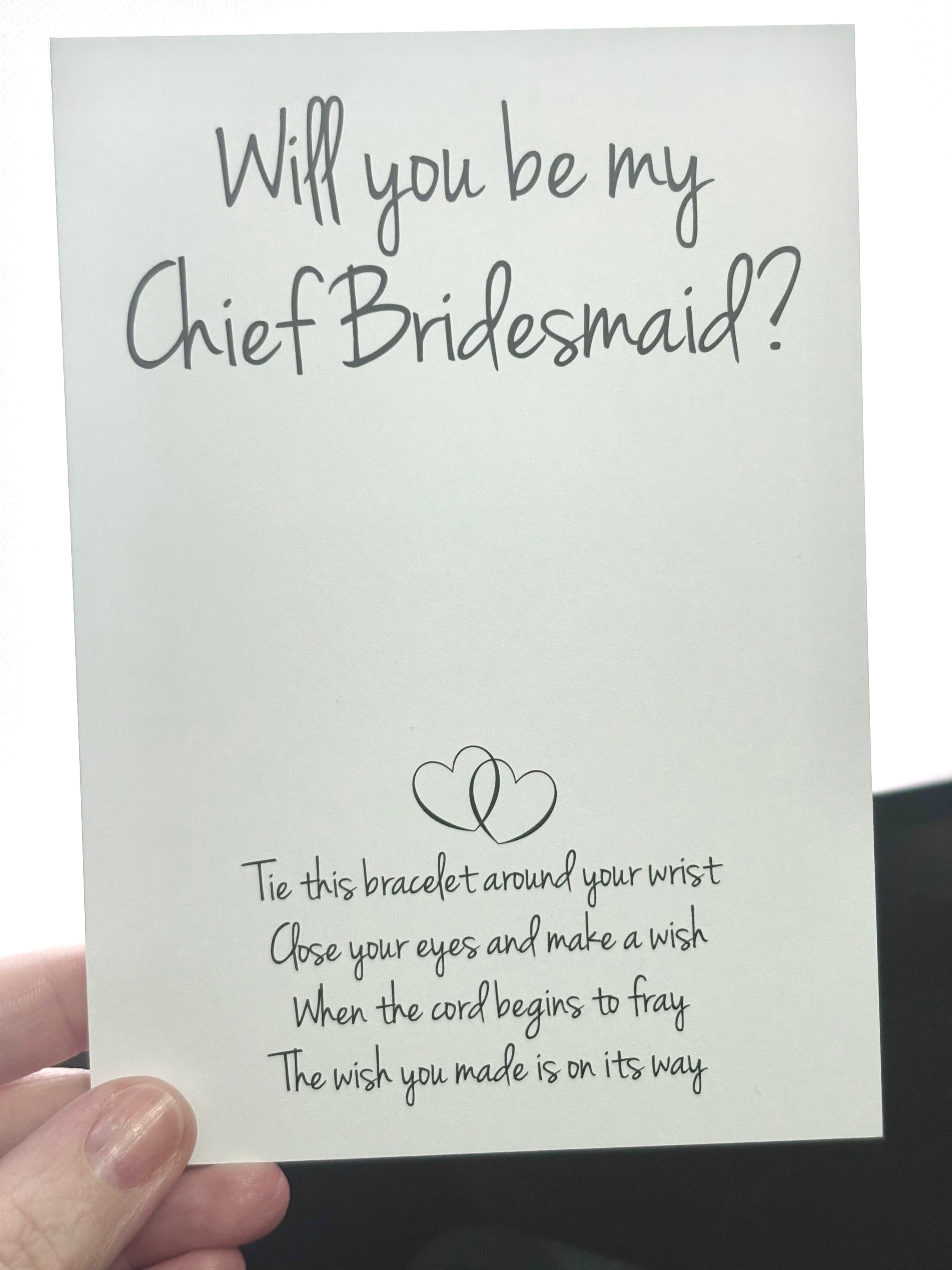 A6 Will you be my Chief Bridesmaid? - BACKING CARD ONLY