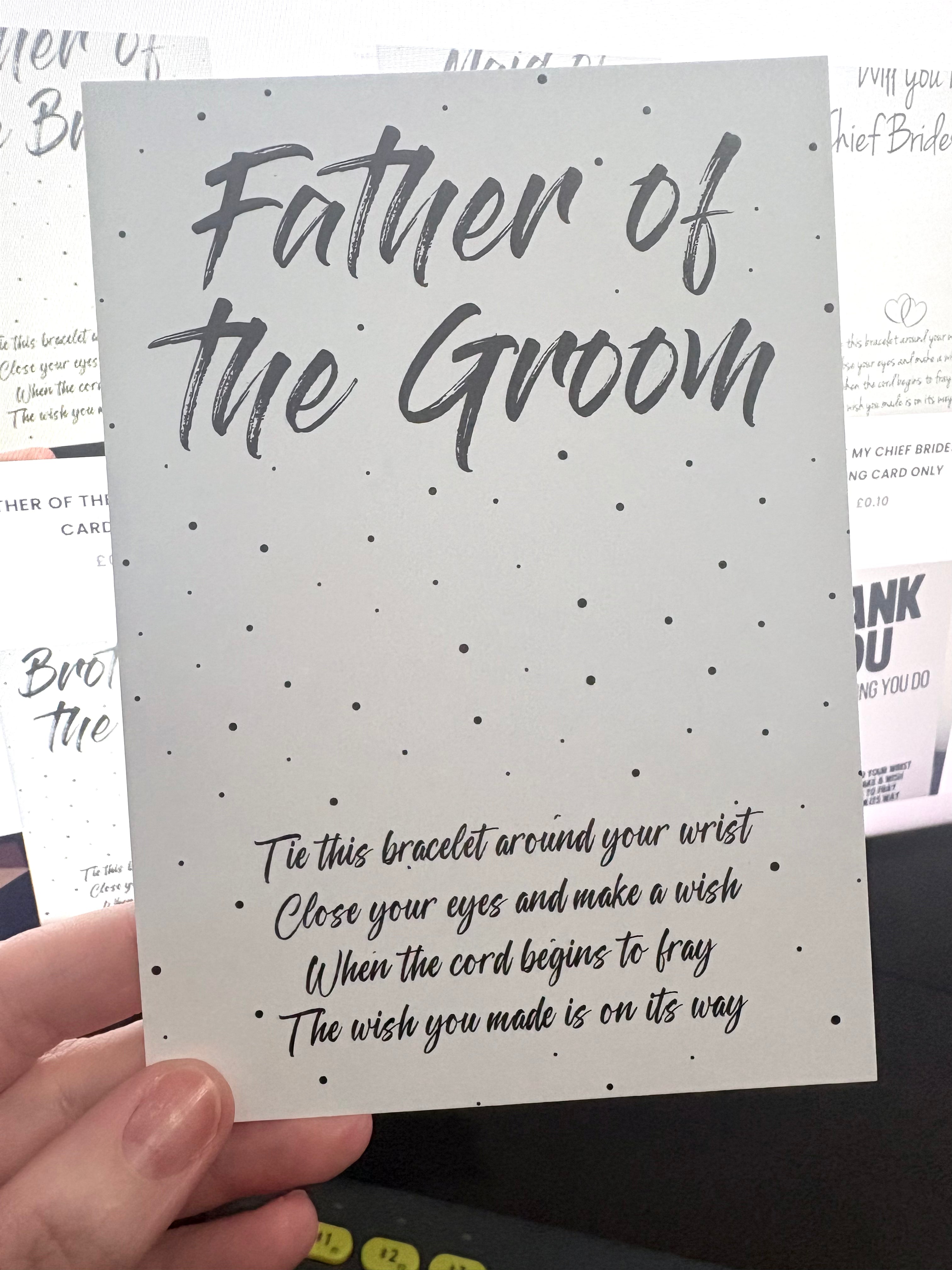 A6 Father of the groom - BACKING CARD ONLY