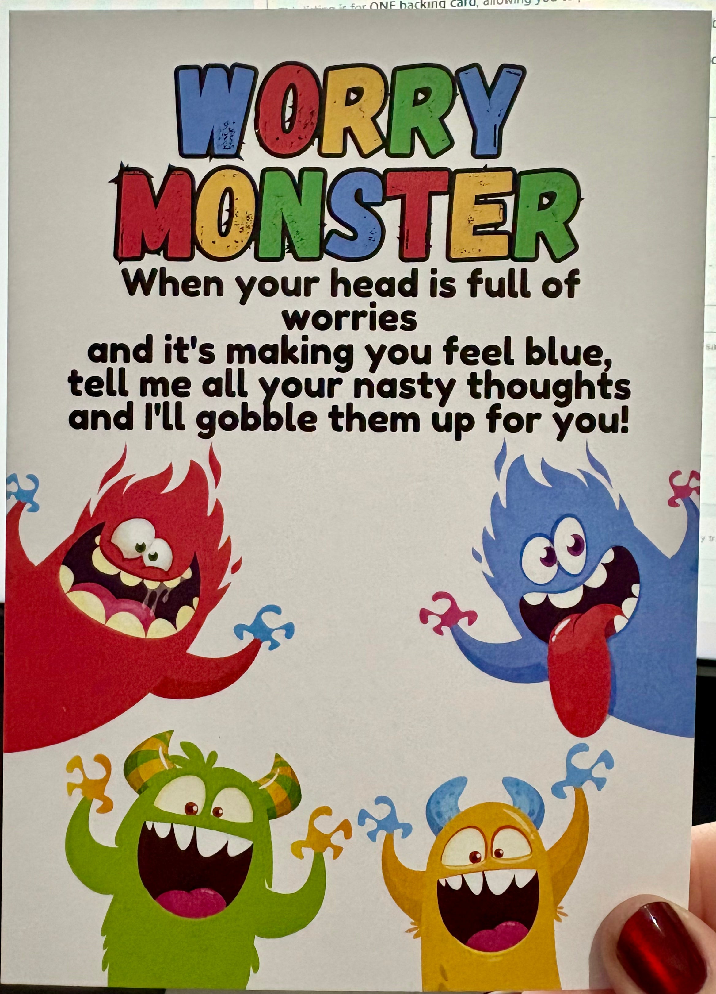 A6 Worry Monster - BACKING CARD ONLY