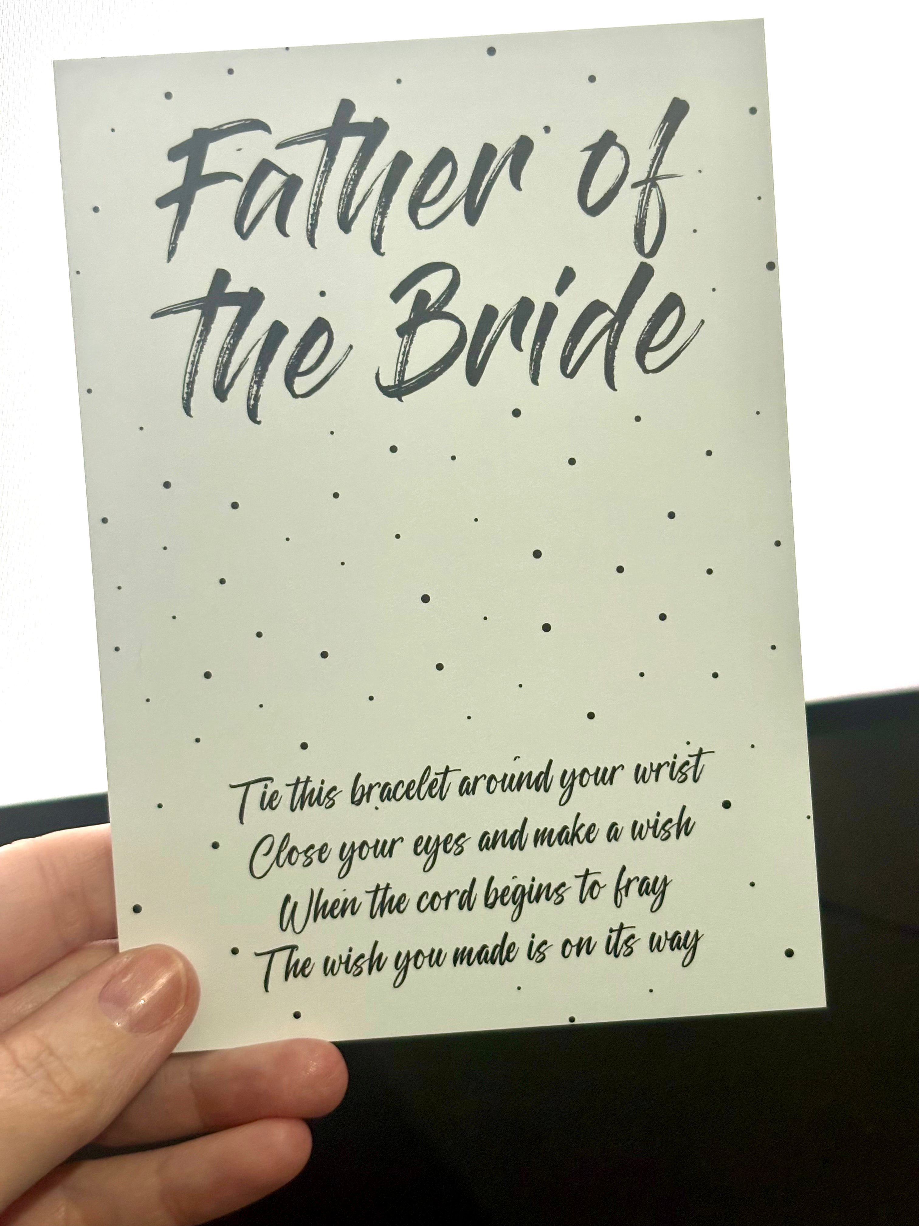 A6 Father of the bride - BACKING CARD ONLY