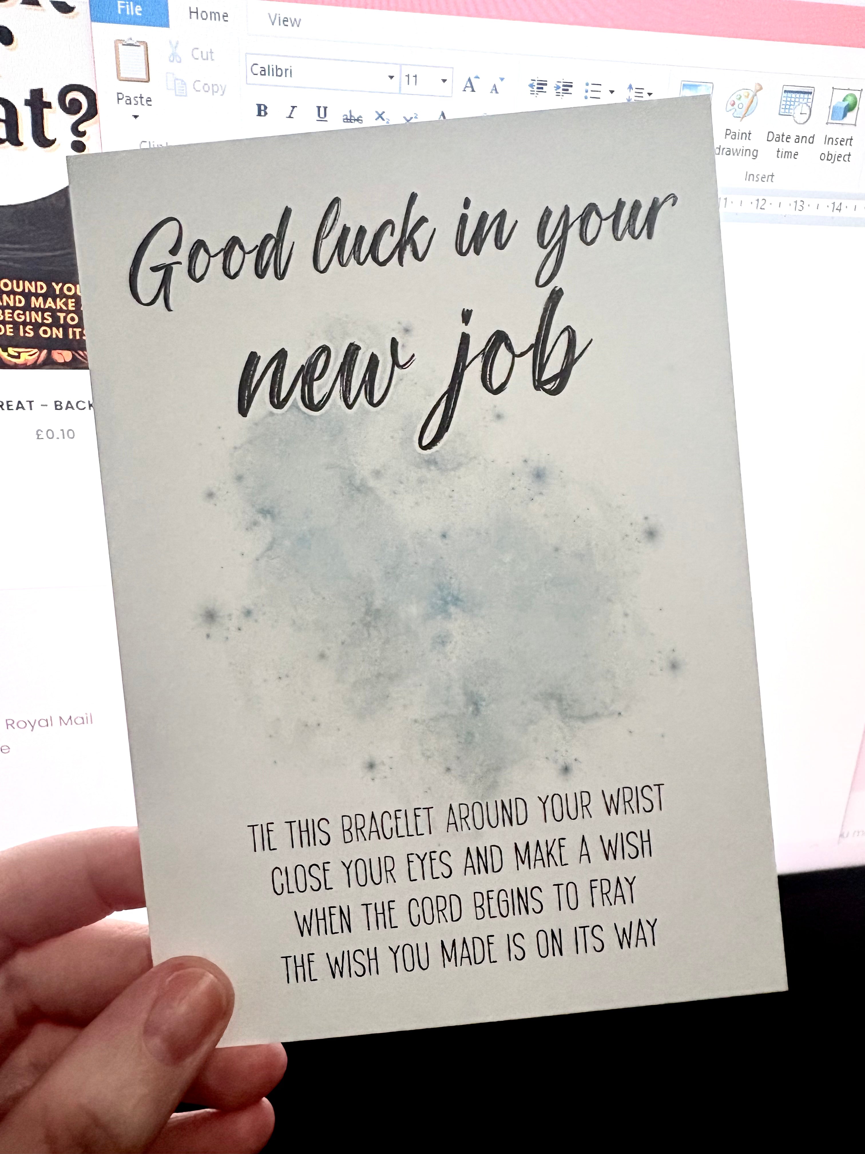 A6 Good luck New job - BACKING CARD ONLY