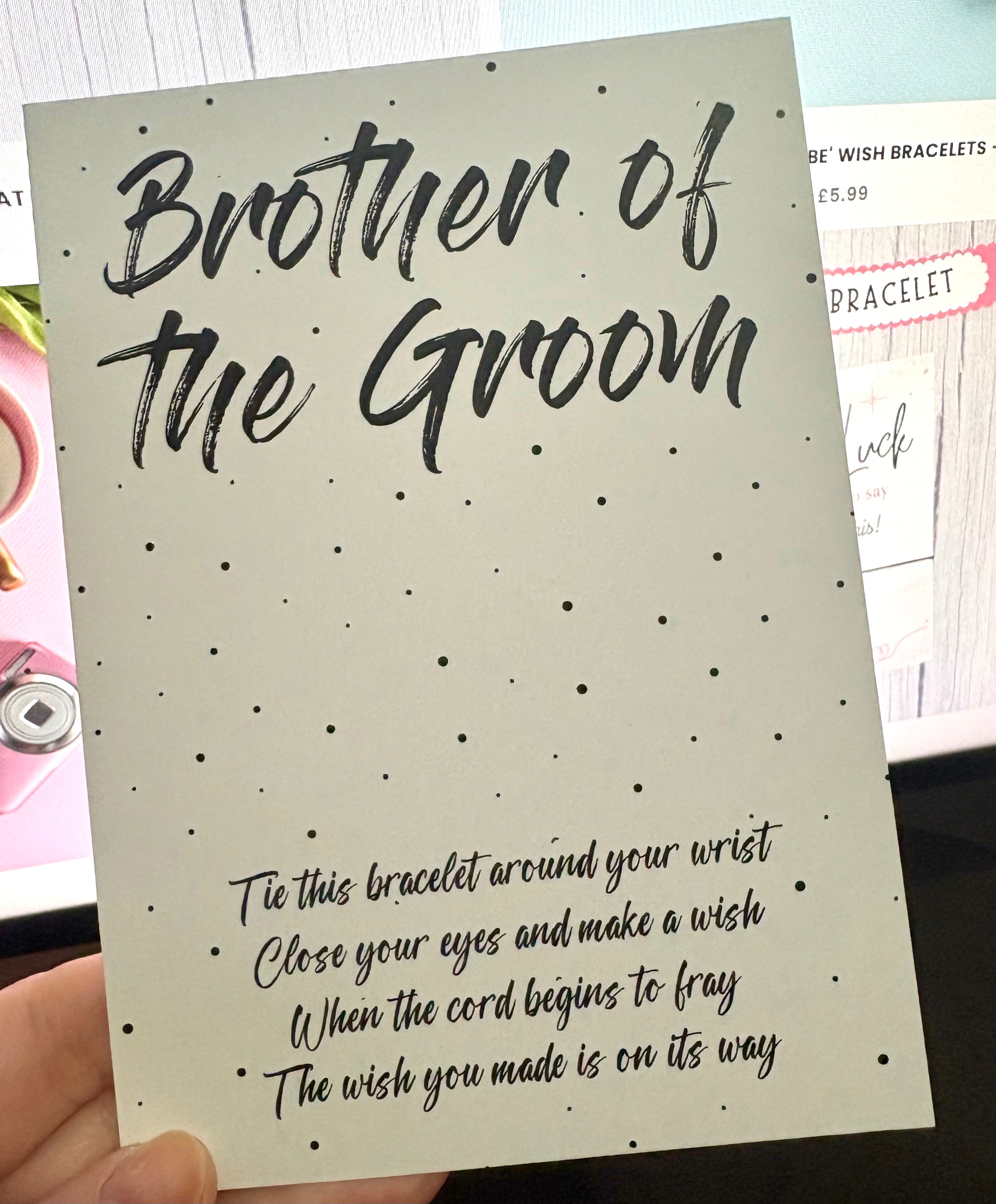 A6 Brother of the groom - BACKING CARD ONLY