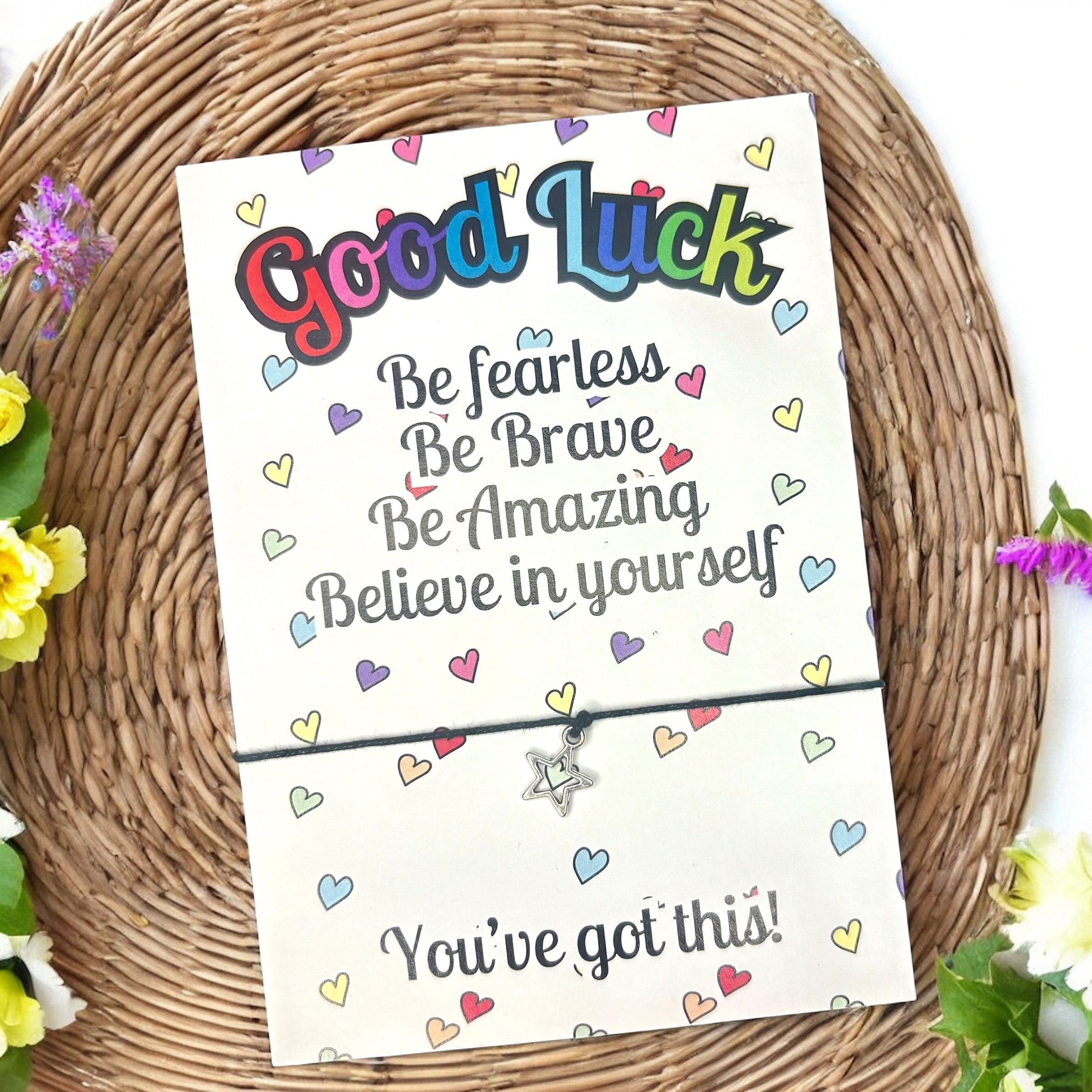 10 x Good Luck 'Be Fearless' - Bracelets - Star Charm - A6
