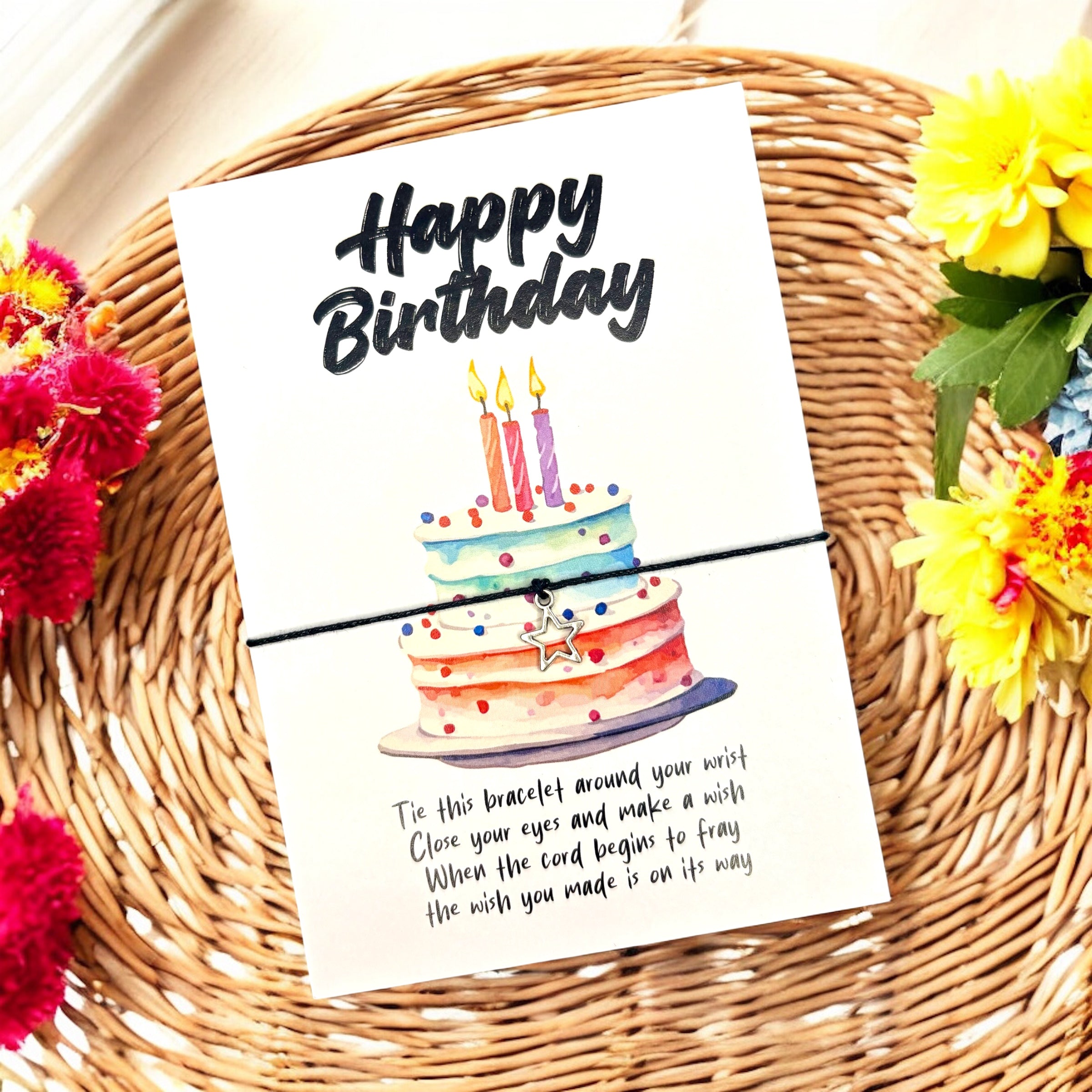 10 x Happy Birthday - Bracelets - Star Charm - A6