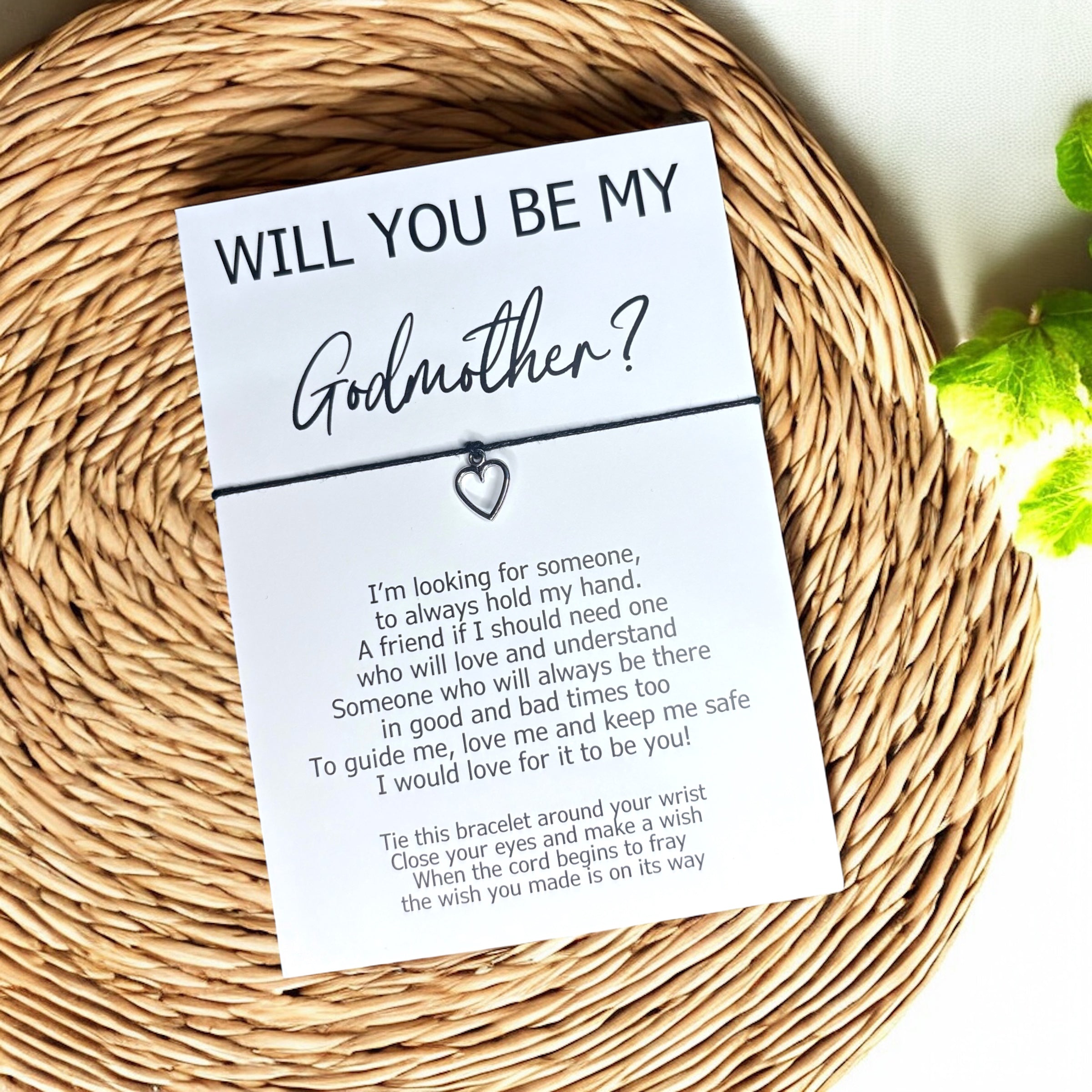 10 x 'Will you be my Godfather / Godmother? V2 ' Star / Heart Charm - Bracelets - A6