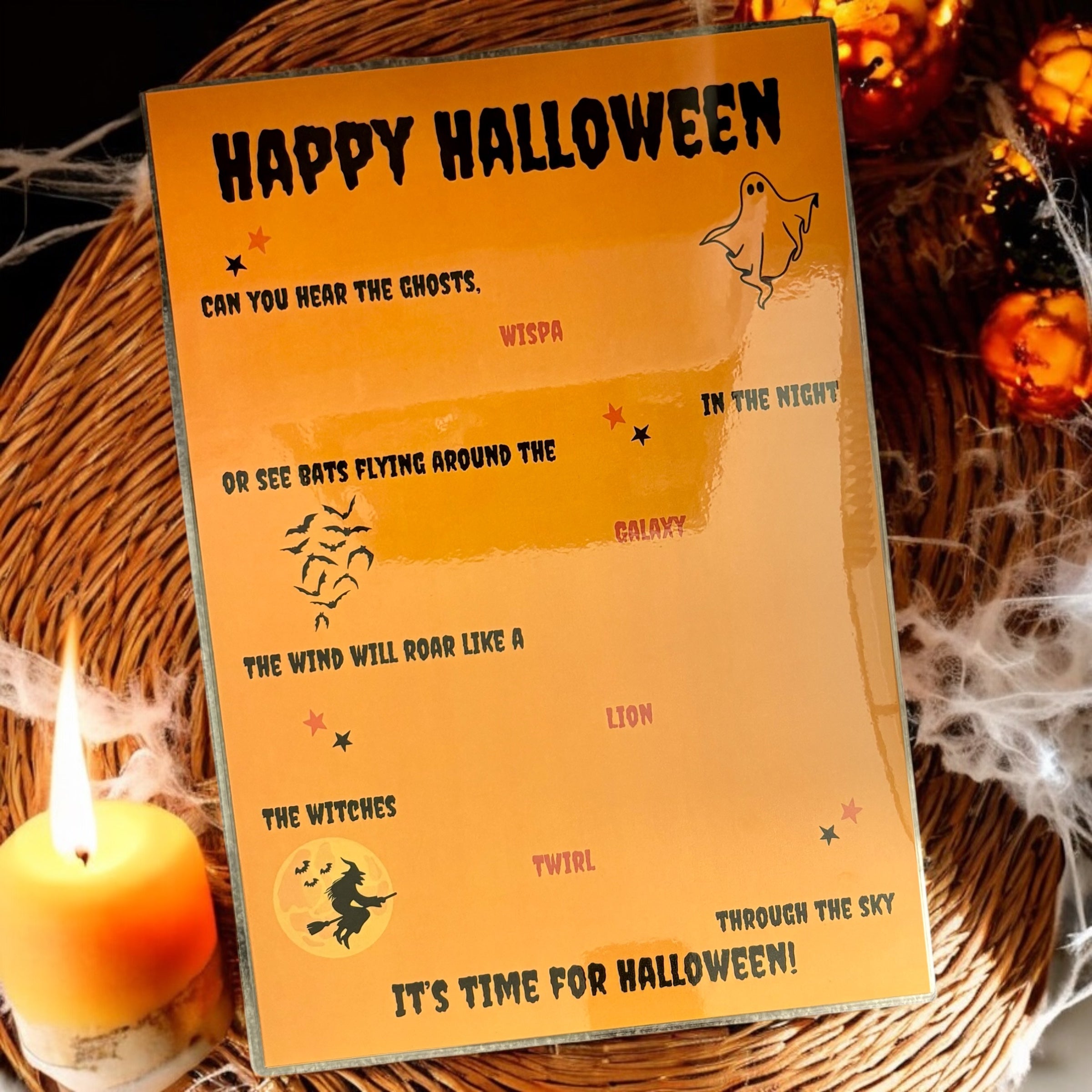 10 x Halloween Chocolate Board Laminated - A4