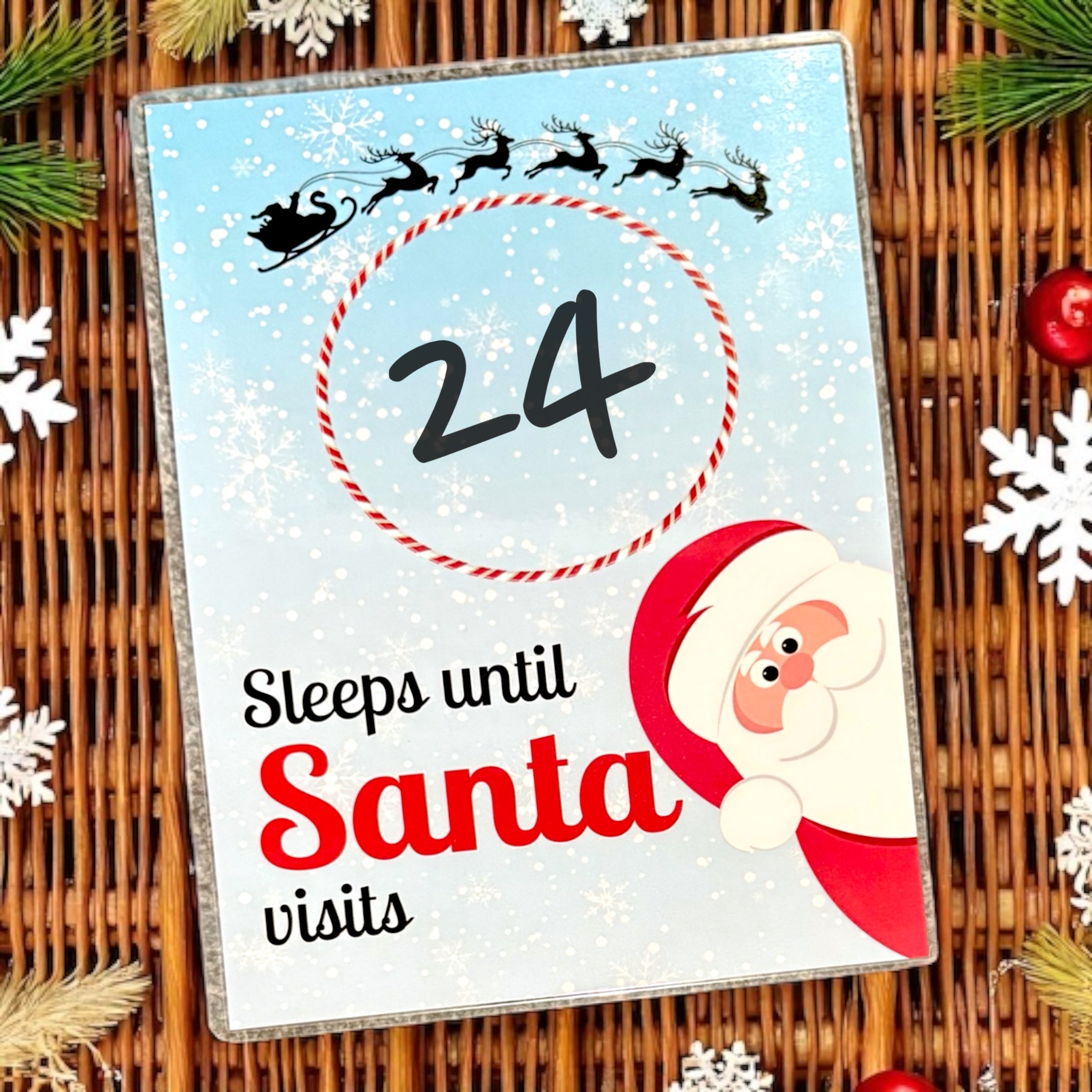 10 x Sleeps until Santa countdown Laminated - A5