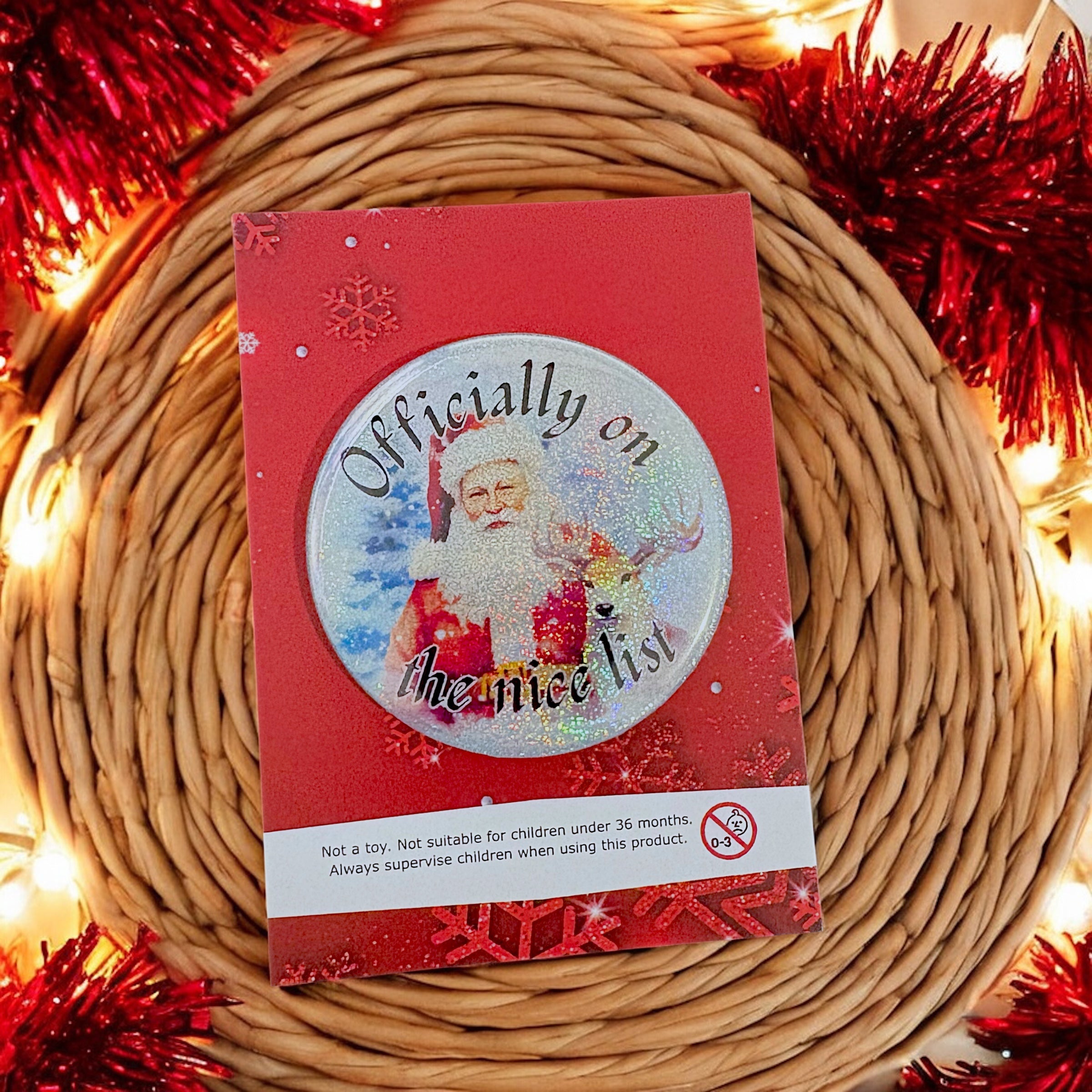 10 x 'Officially On The Nice List' Badges - 58mm Badges - A7
