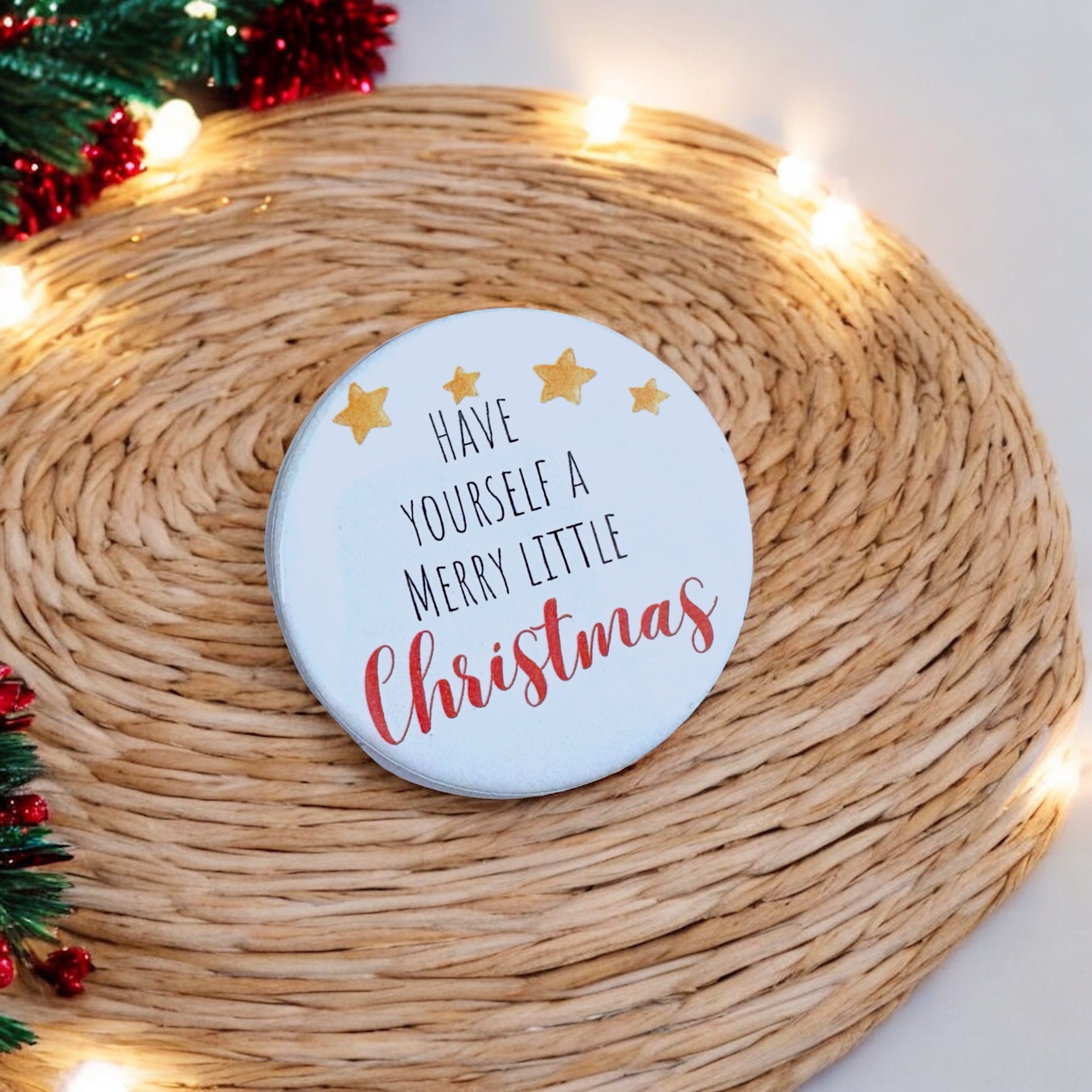 10 x 'Merry Little Christmas' - Badge ONLY
