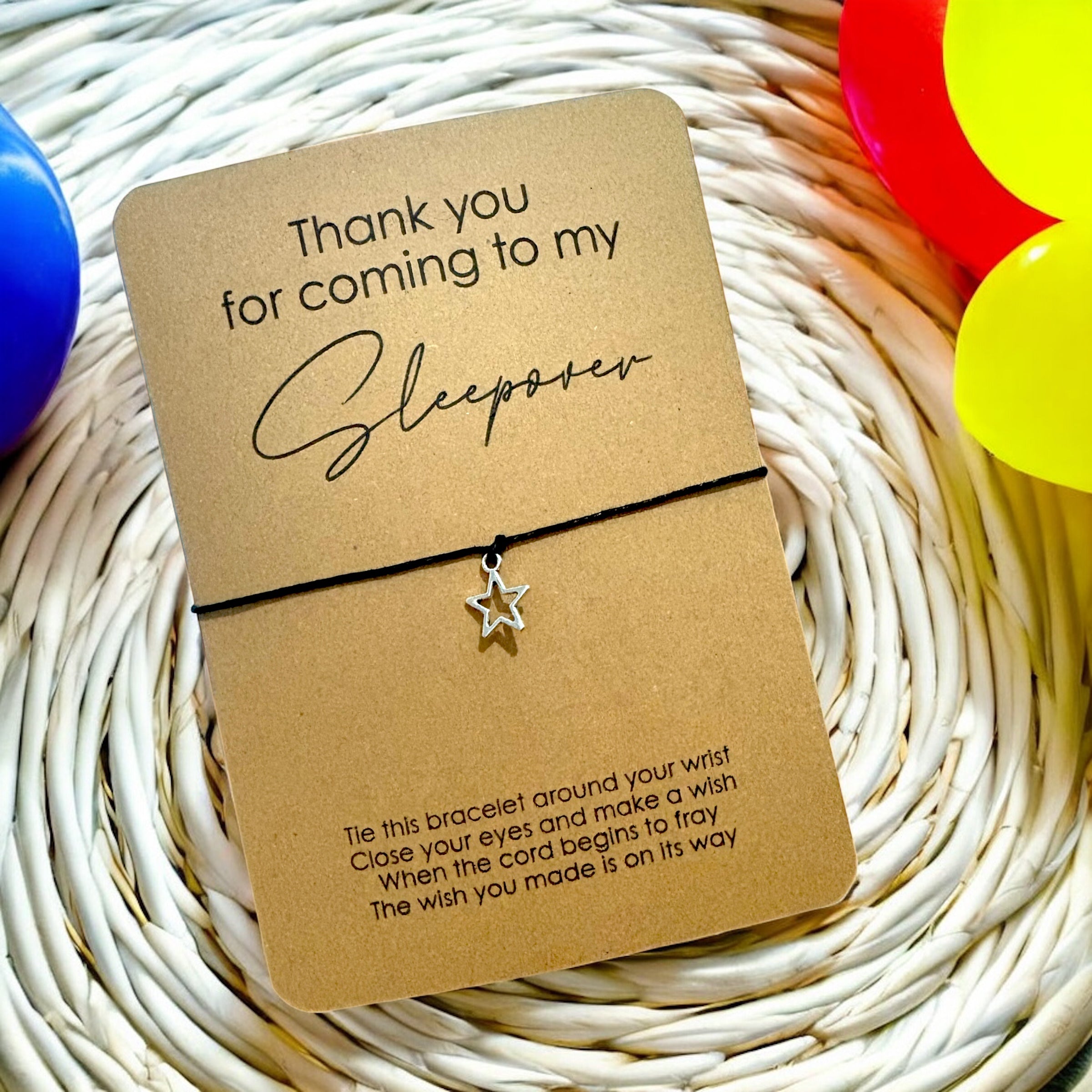 5 x 'Thank You For Coming To My Sleepover' Bracelets - A6