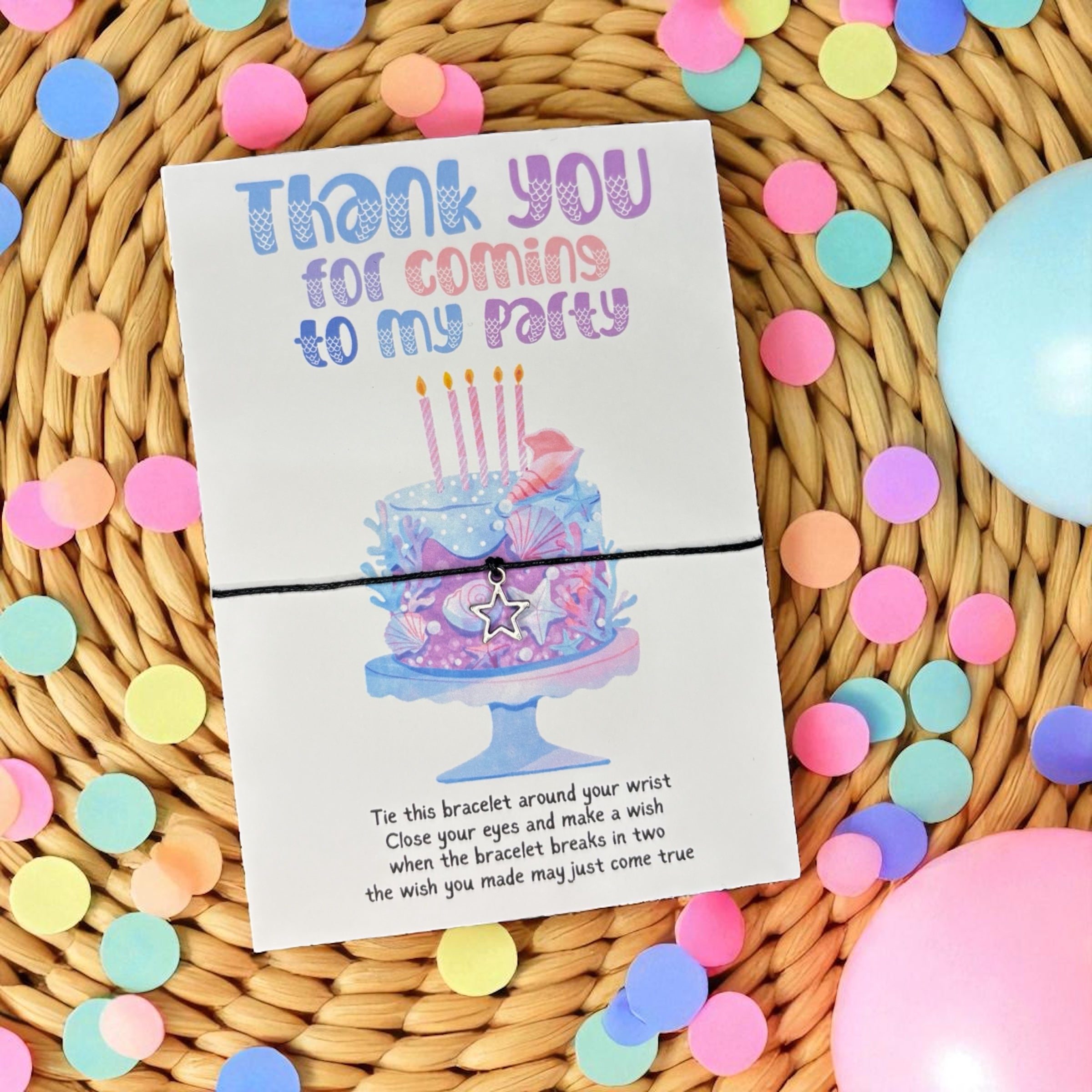 10 x 'Thank You For Coming To My Party' Bracelets - A6