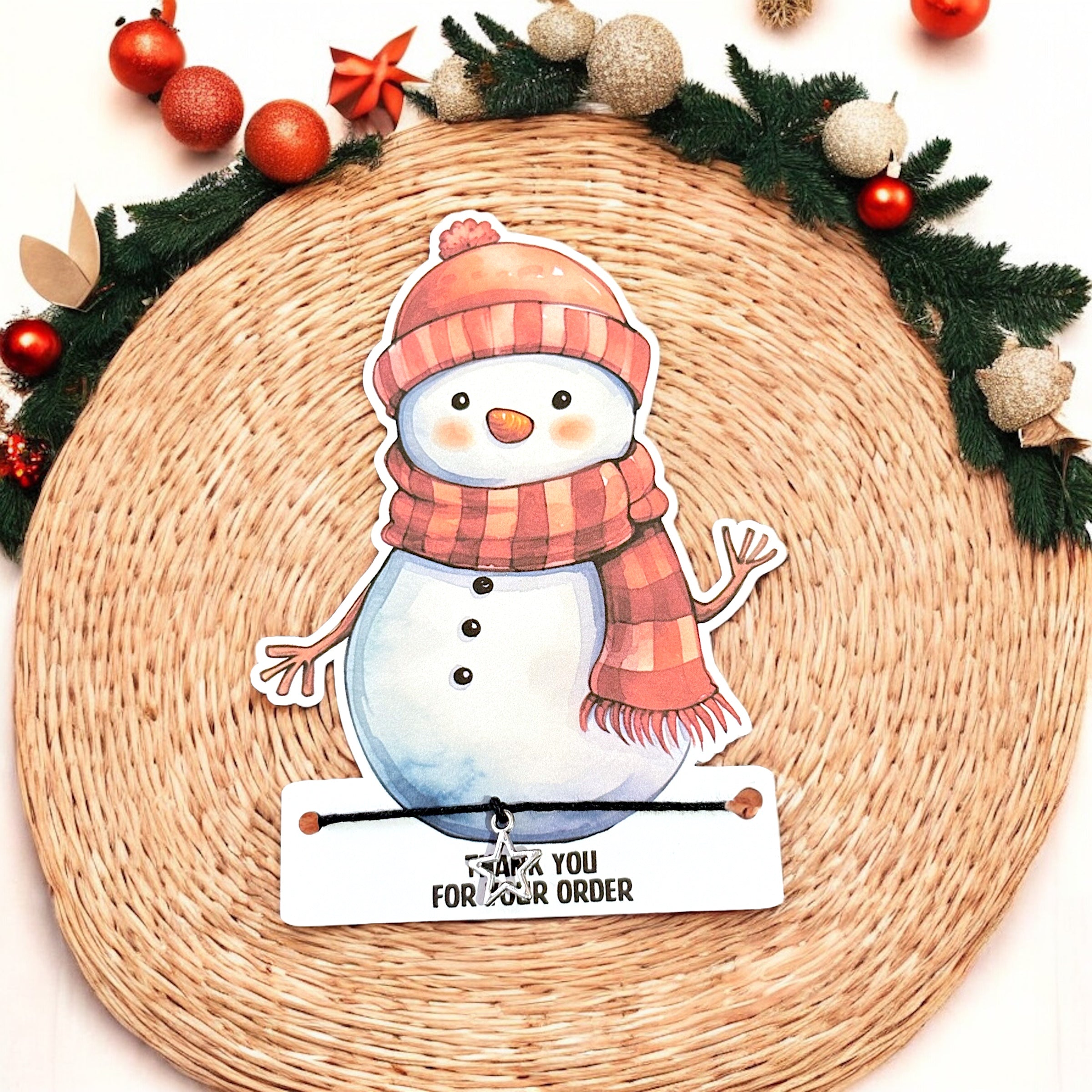 10 x Snowman - 'Thank you for your order' Bracelets