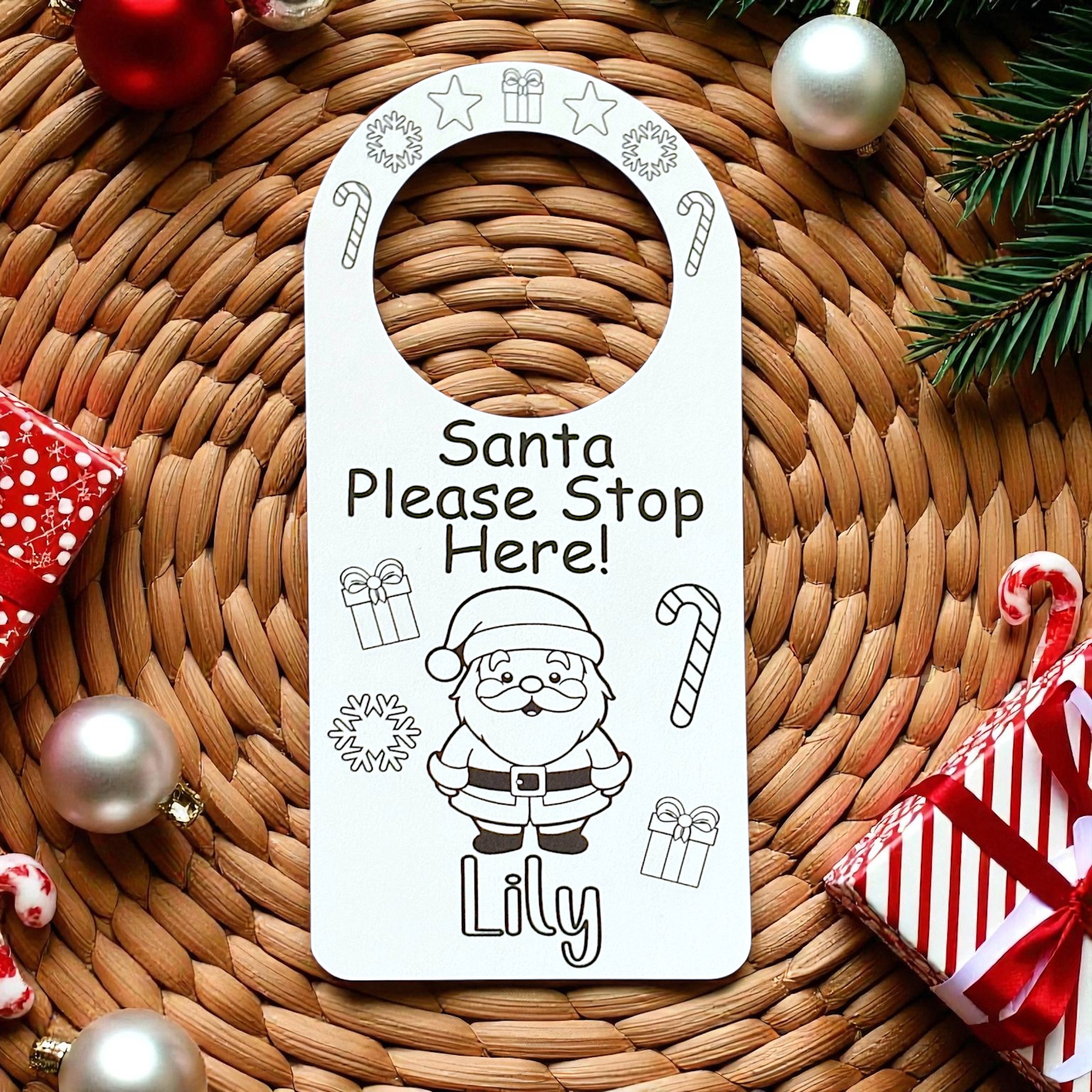 10 x Personalised Name Christmas Colouring Hanger