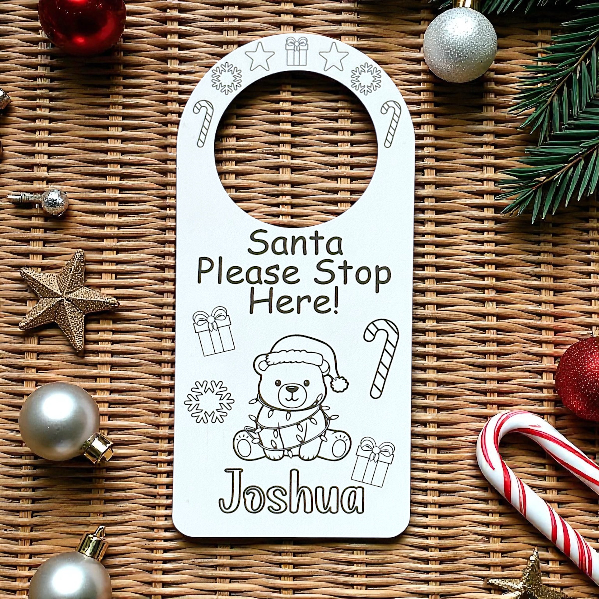 10 x Personalised Name Christmas Colouring Hanger